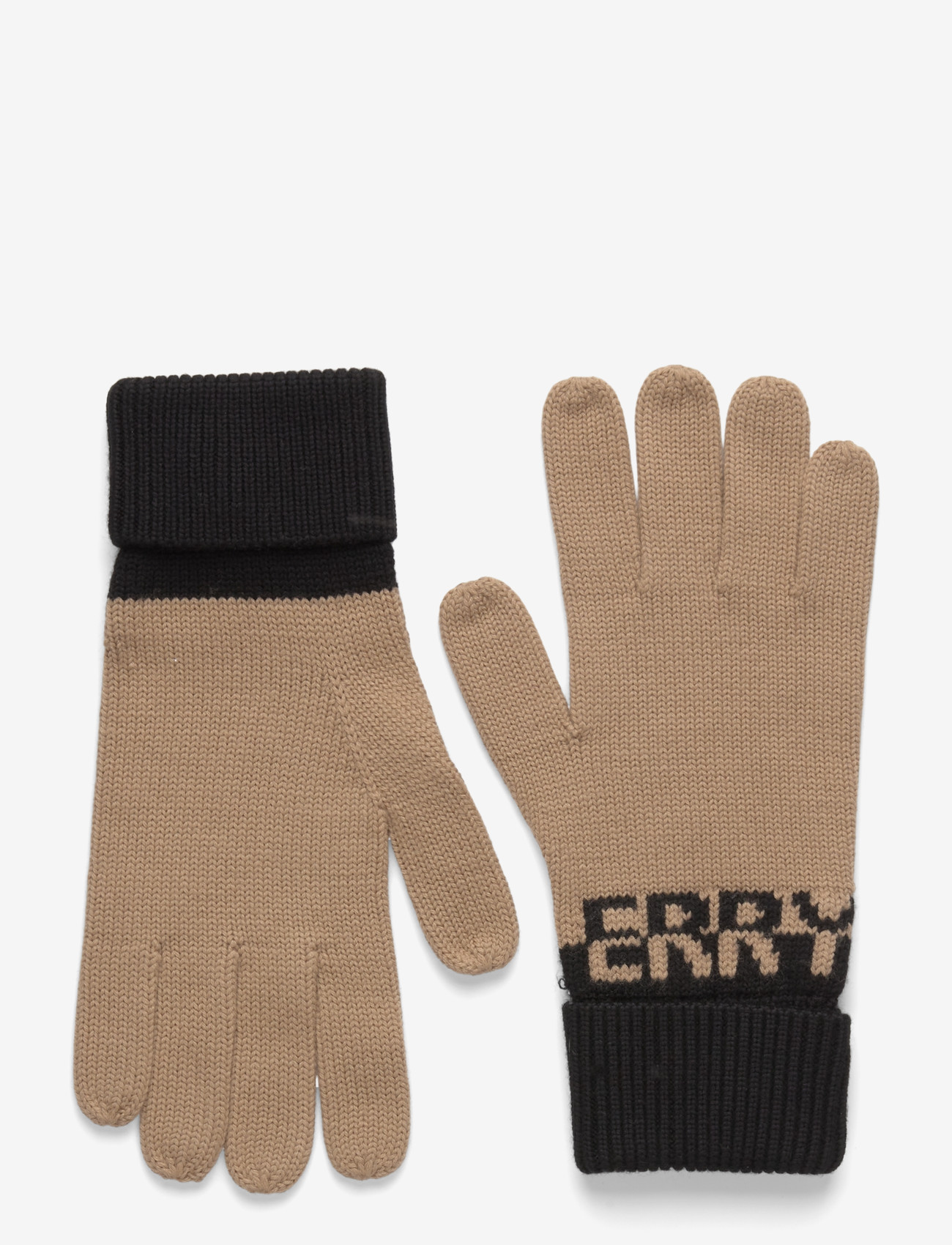 Burberry - LG BB WOOL KNIT GLOVES - sõrmikud - archive beige/black - 0
