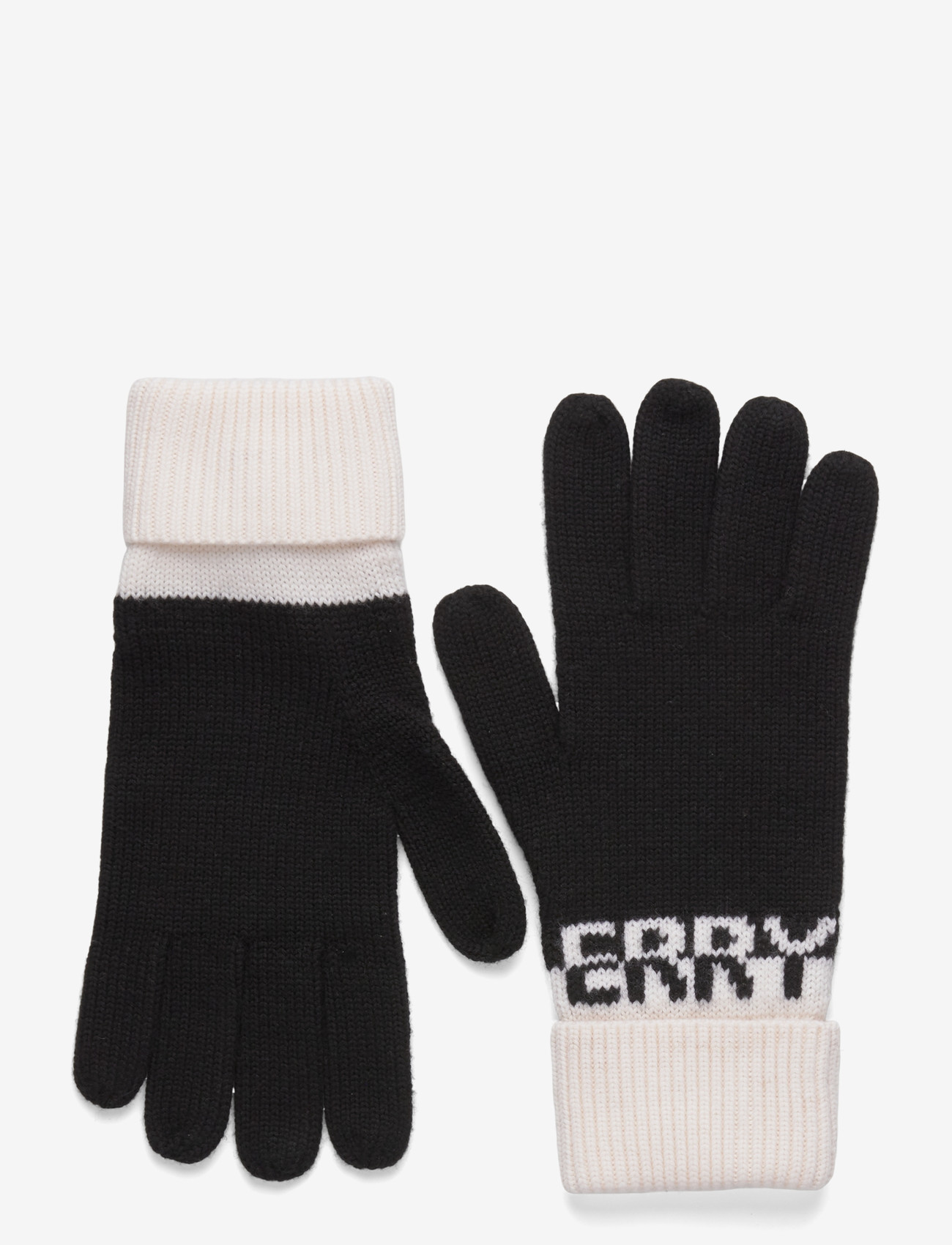Burberry - LG BB WOOL KNIT GLOVES - everyday style - black/white - 0