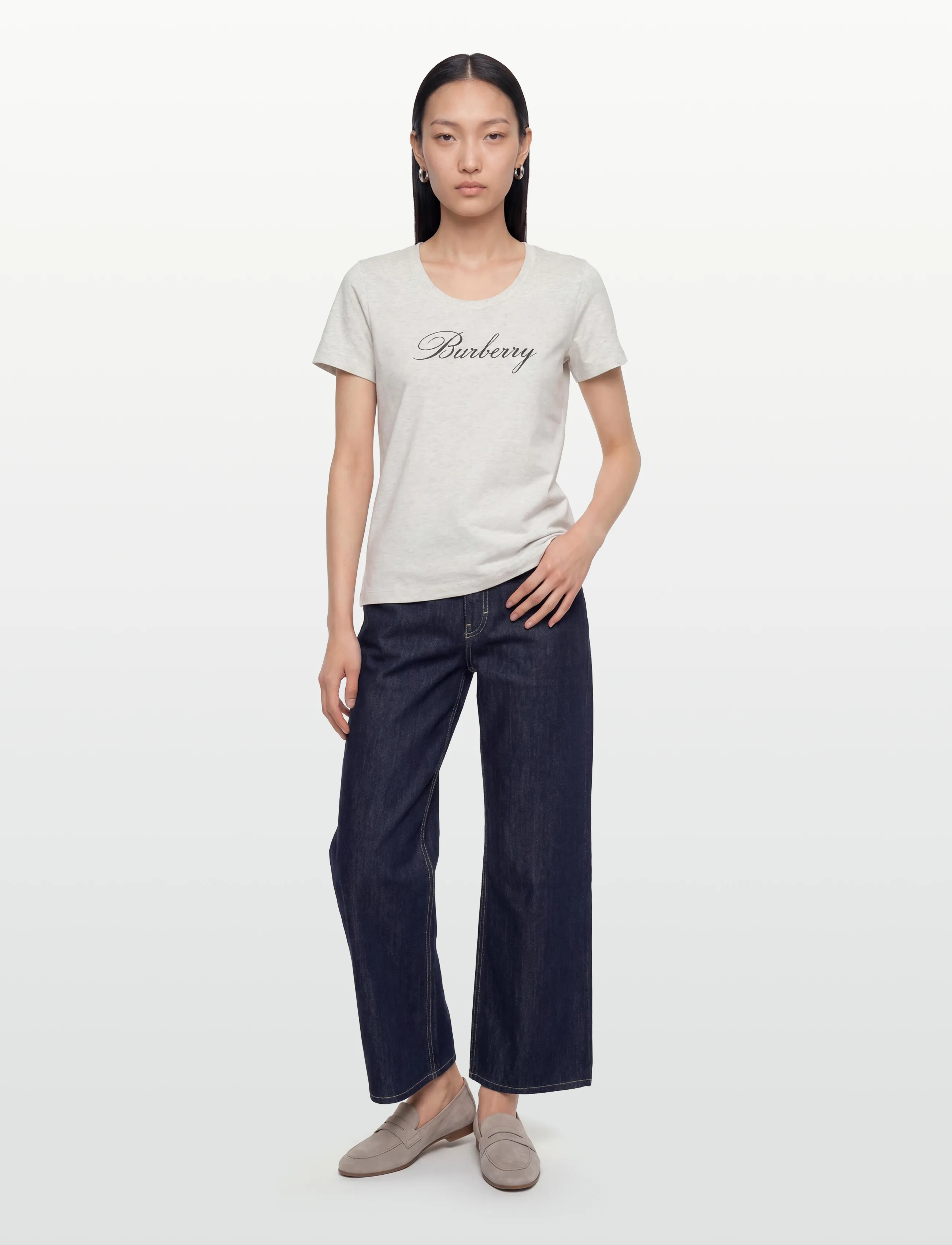 Burberry Malia, Kvinder, Logo T-Shirt, Grå, Str: S