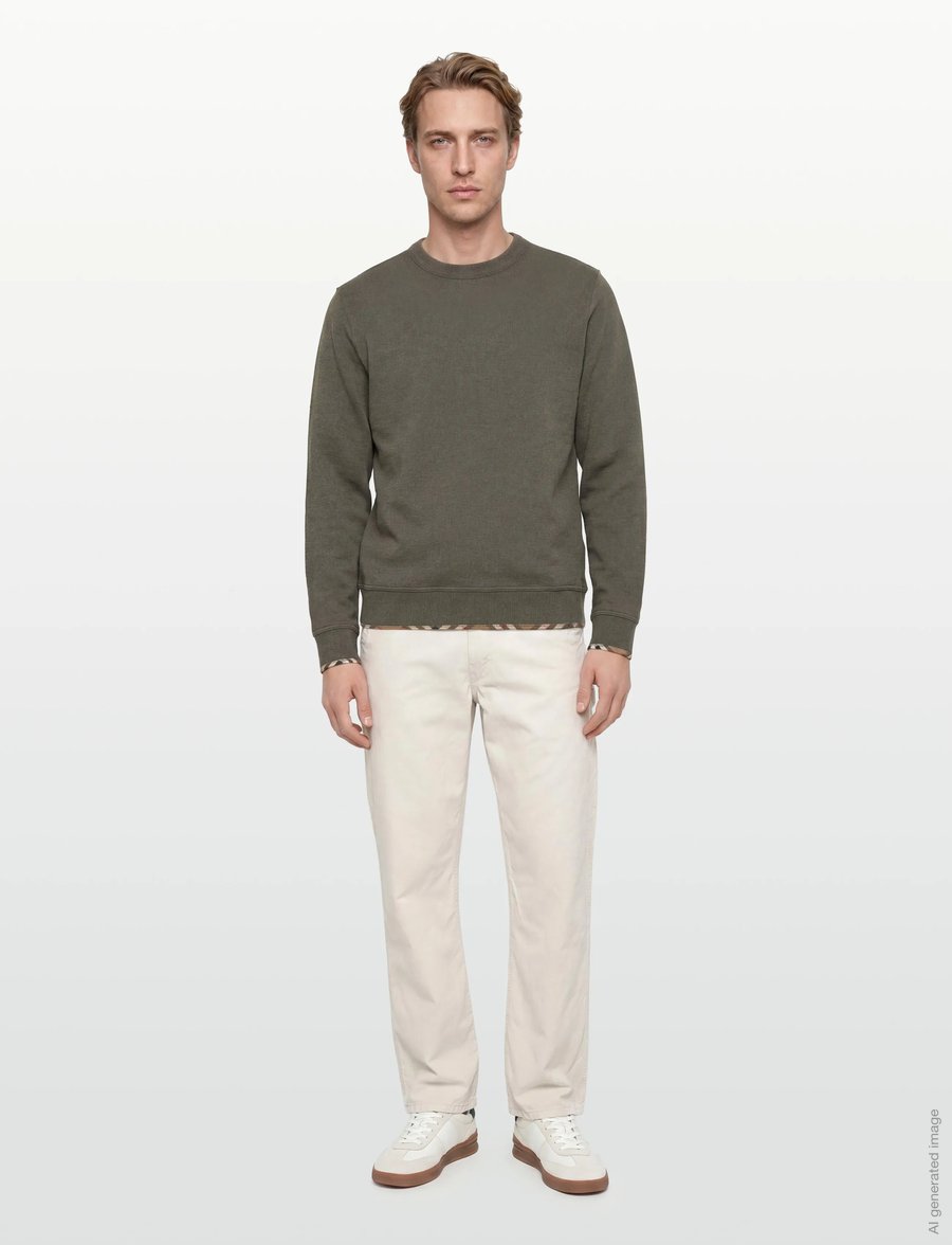 Burberry - FAWSON CHK TR - rõivad - dark green melange - 0