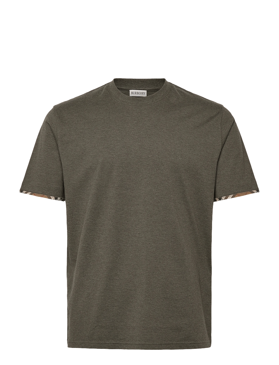 Burberry - ELLISON CHK TR - kortärmade t-shirts - dark green melange - 1
