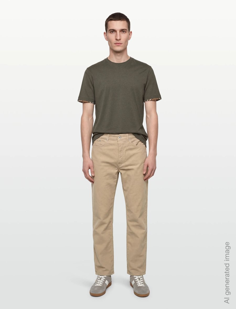 Burberry - ELLISON CHK TR - kortärmade t-shirts - dark green melange - 0