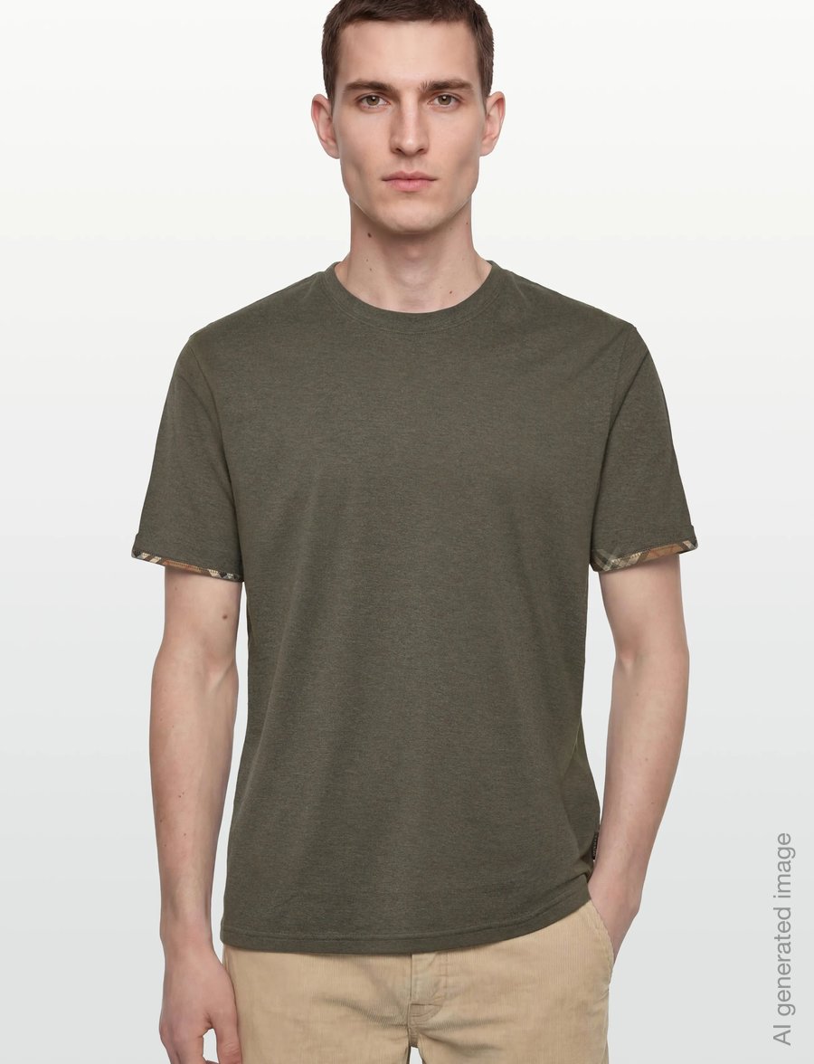 Burberry - ELLISON CHK TR - kortärmade t-shirts - dark green melange - 3