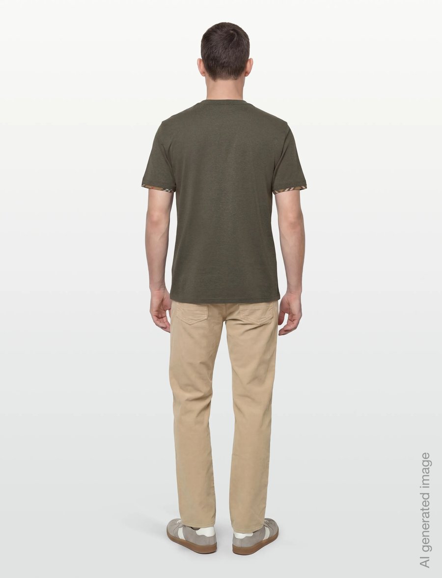 Burberry - ELLISON CHK TR - kortärmade t-shirts - dark green melange - 4