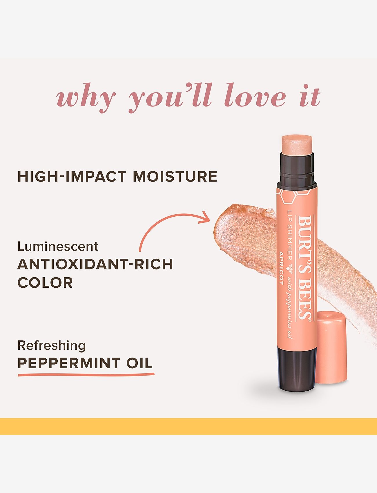 Burt's Bees - Lip Shimmer - Apricot (.09 oz / 2.6g) - makeup - apricot - 3
