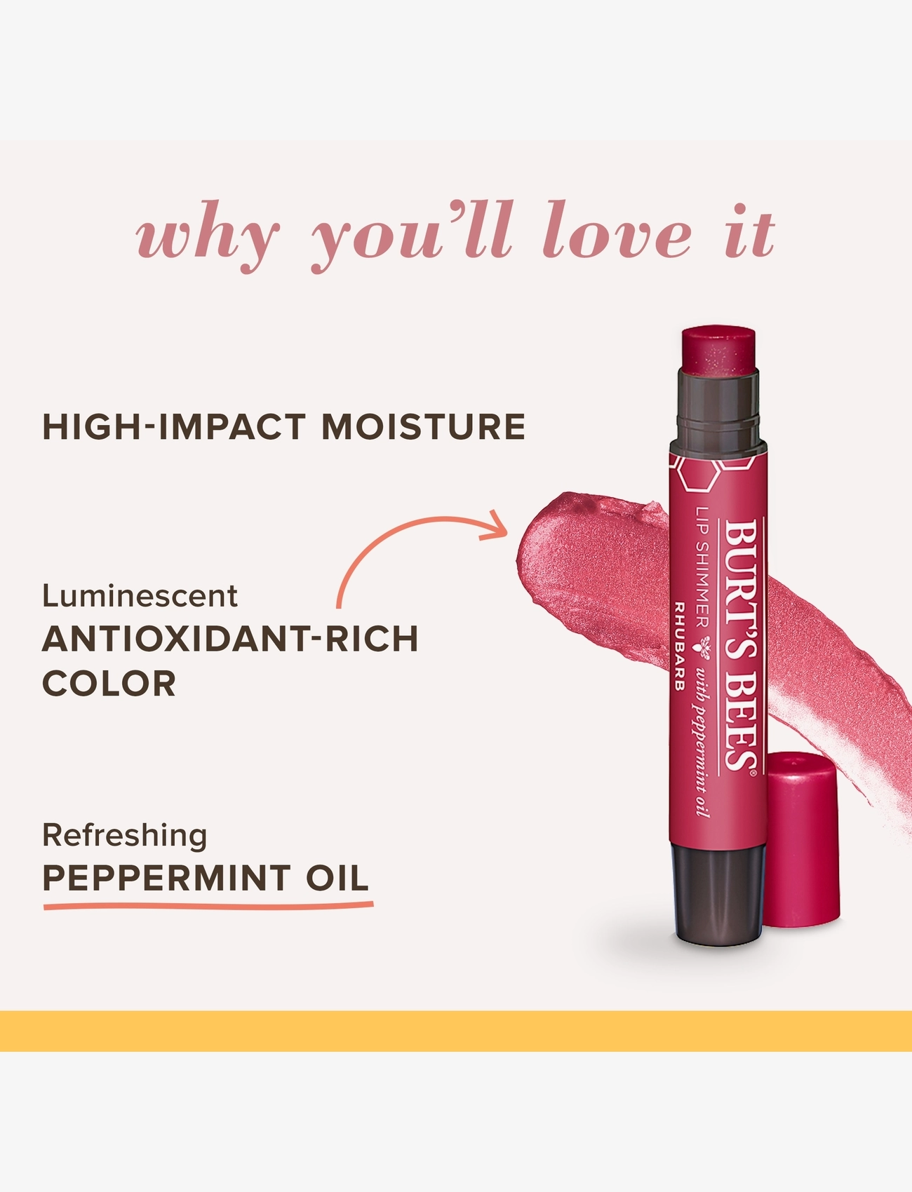 Burt's Bees - Lip Shimmer - Rhubarb - redo för date night - rhubarb - 3