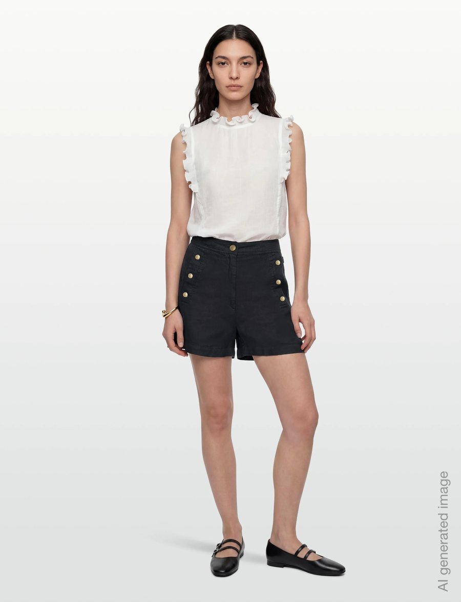 BUSNEL - PIXIE solid shorts - leinen-shorts - marine - 0