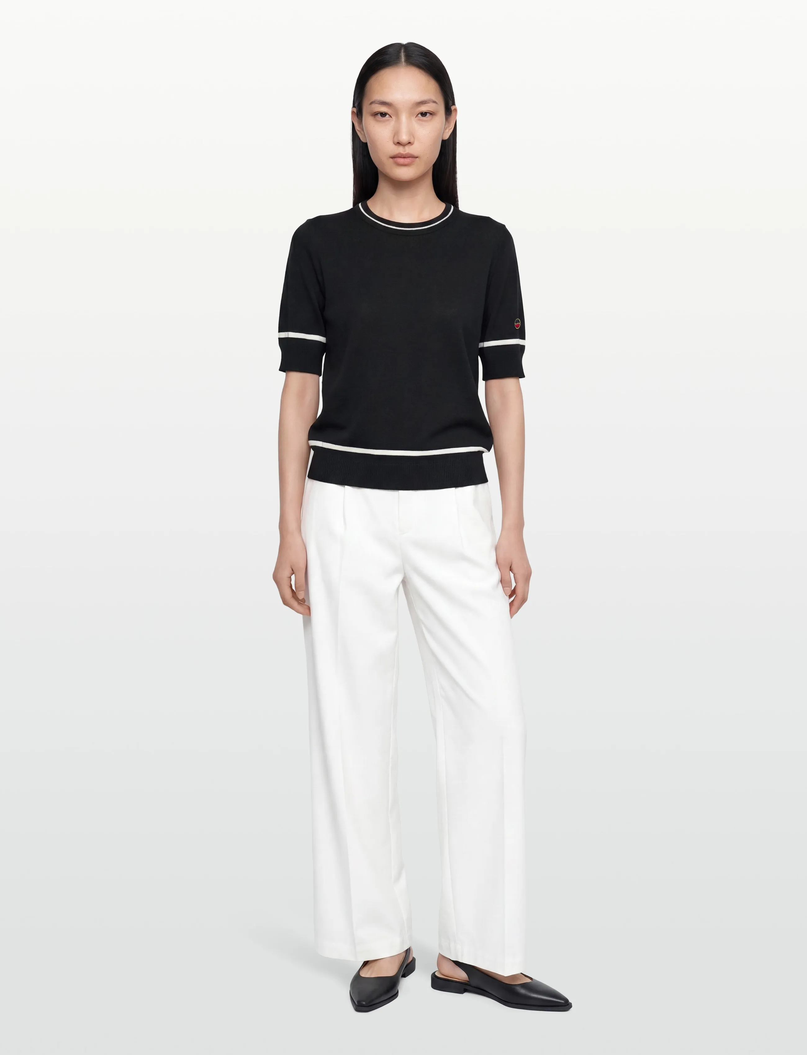 BUSNEL KARLA top - T-shirts - BLACK/ECRU / black