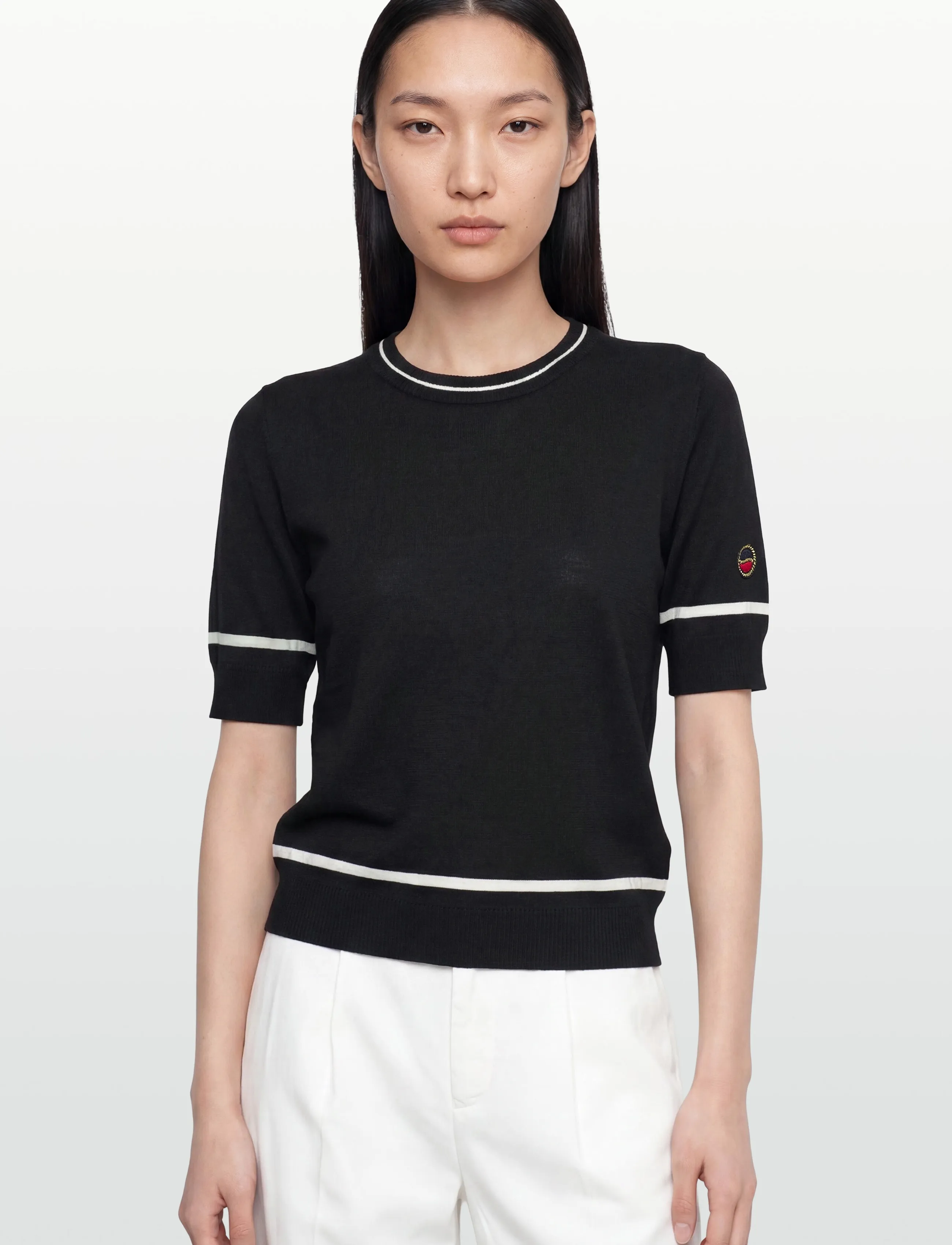 BUSNEL - KARLA top - t-shirts - black/ecru - 3