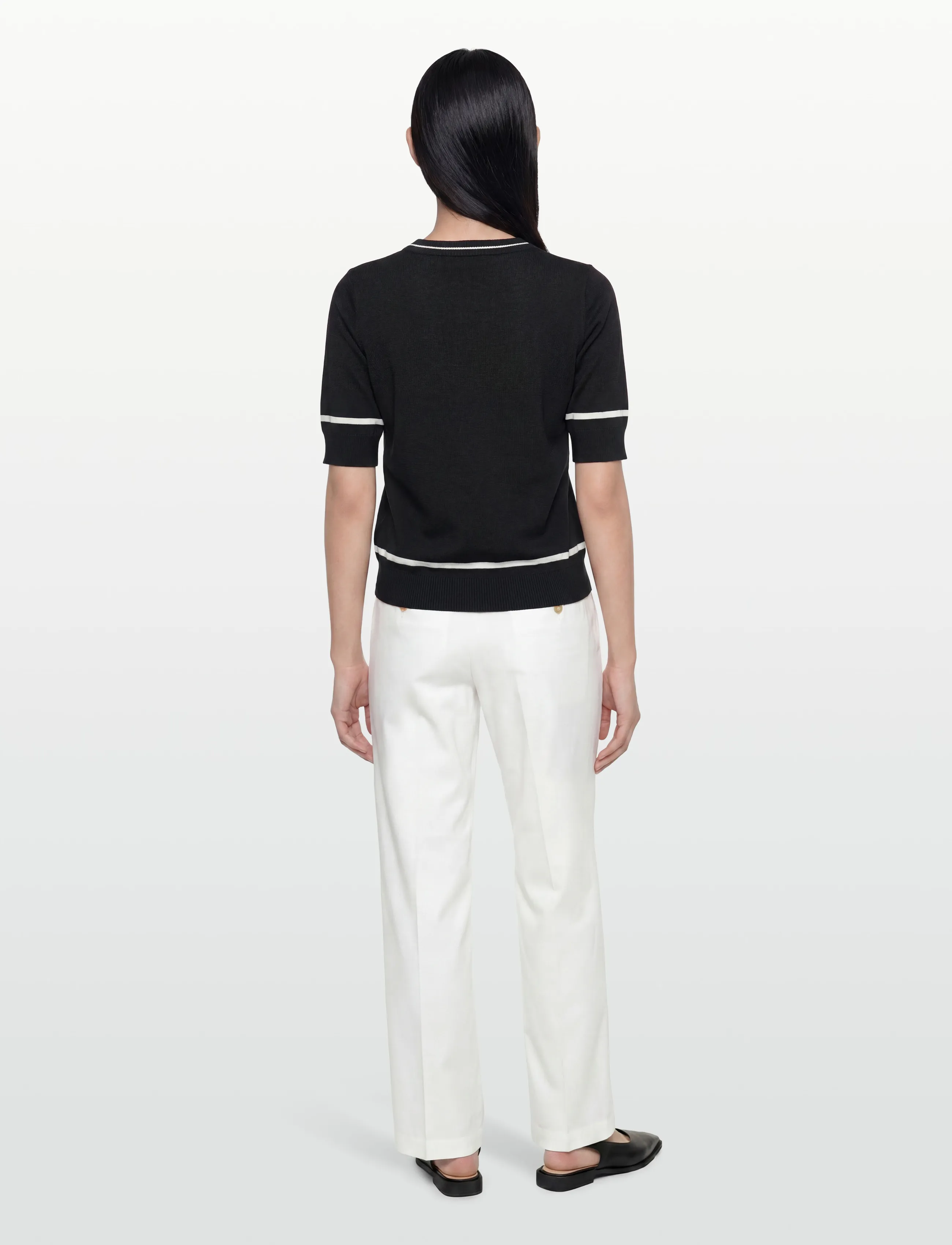 BUSNEL - KARLA top - t-shirts - black/ecru - 4