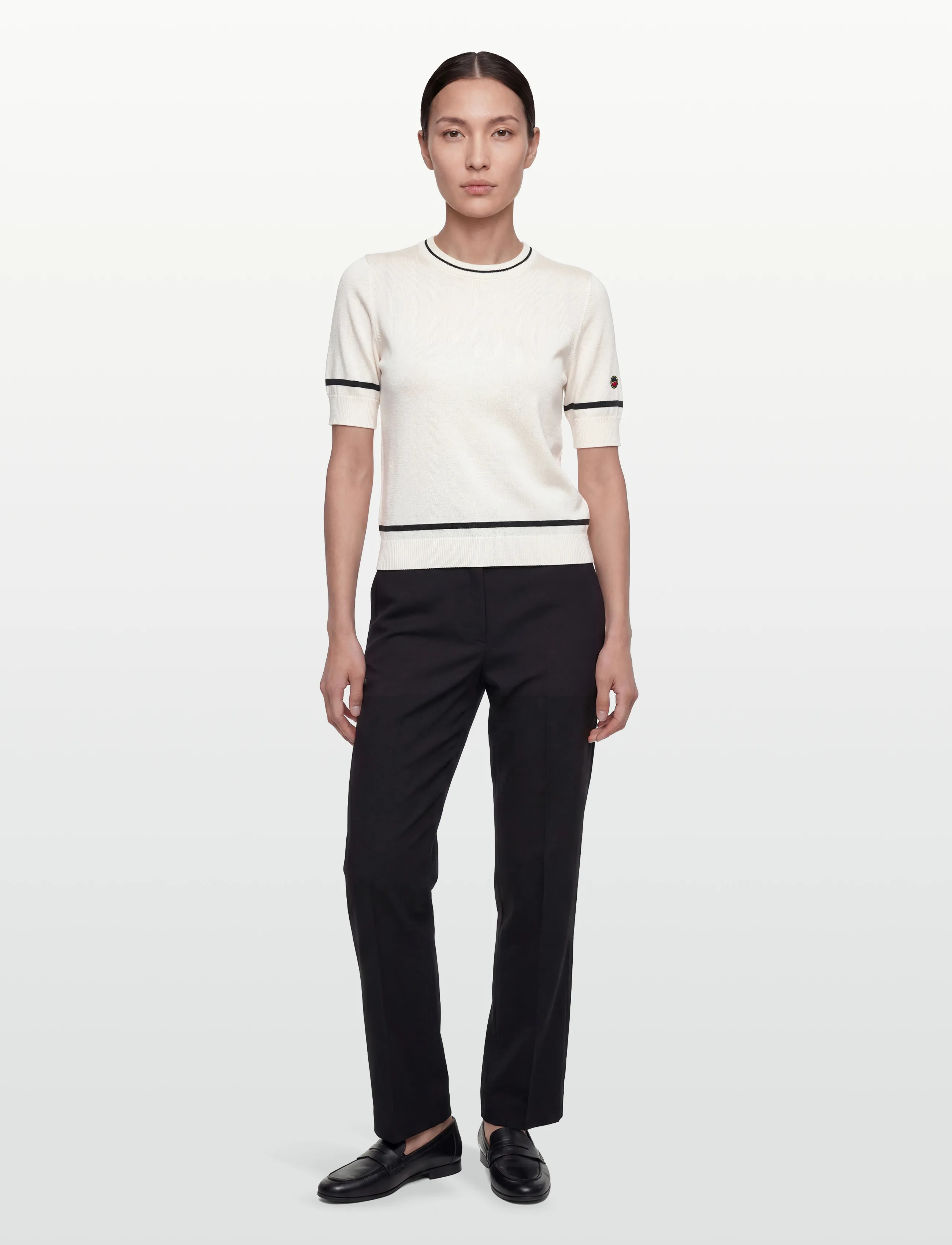 BUSNEL KARLA top - T-shirts - ECRU/BLACK / white