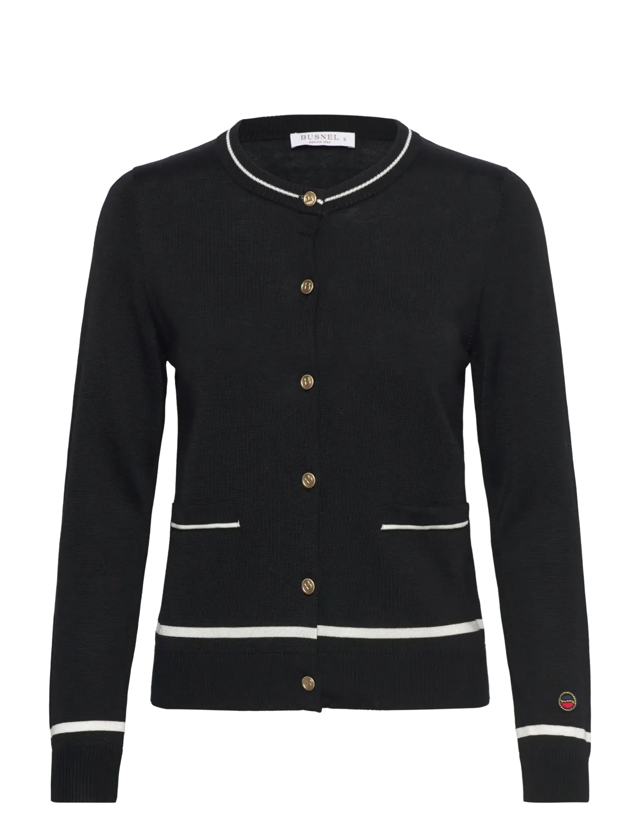BUSNEL KIM cardigan - Strikkevarer - BLACK/ECRU / black