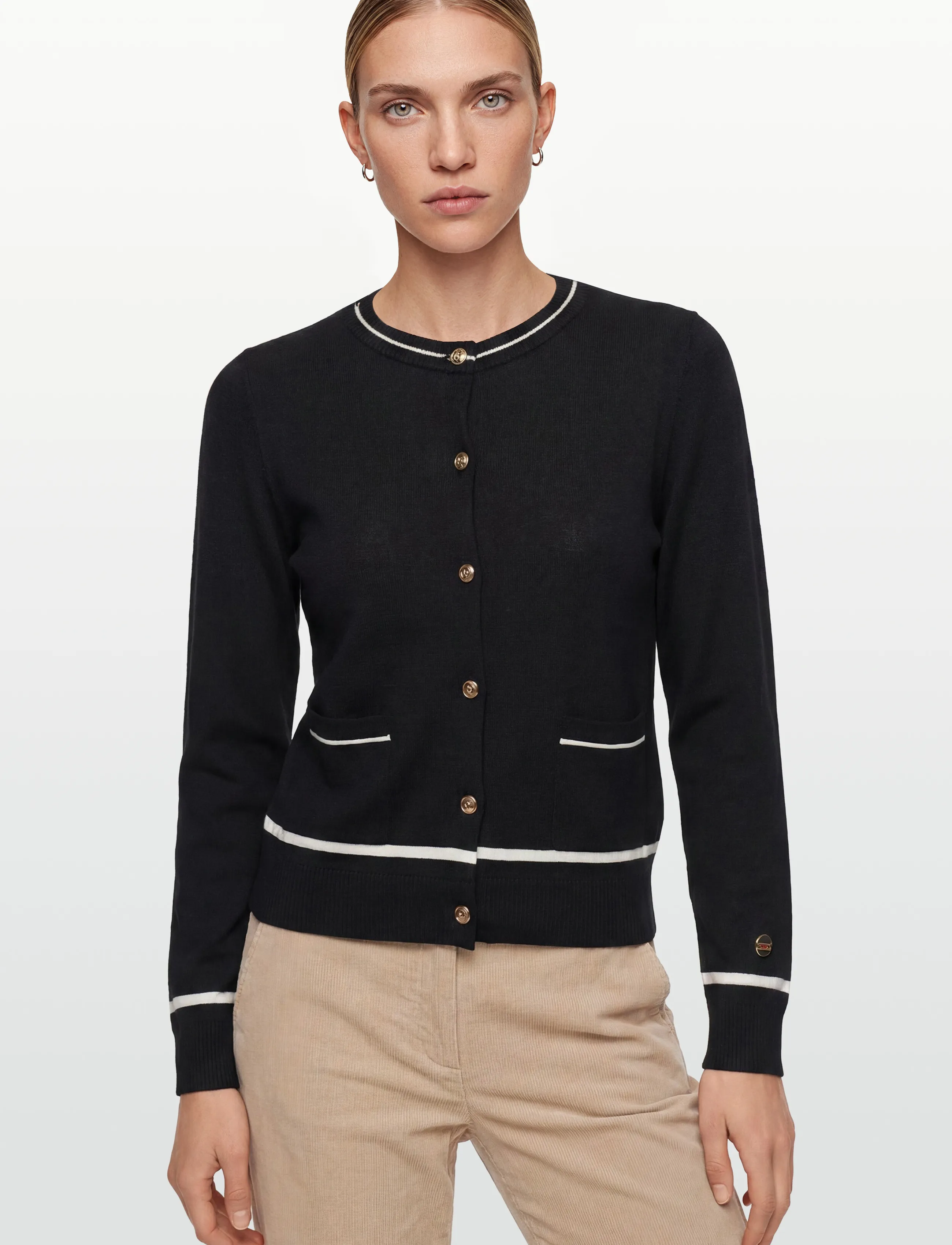 BUSNEL - KIM cardigan - swetry rozpinane - black/ecru - 3