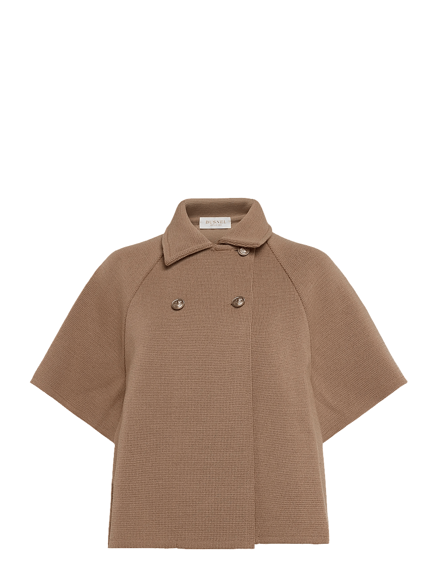 BUSNEL - Gertrude Cape - wełniane kurtki - salty caramel - 0