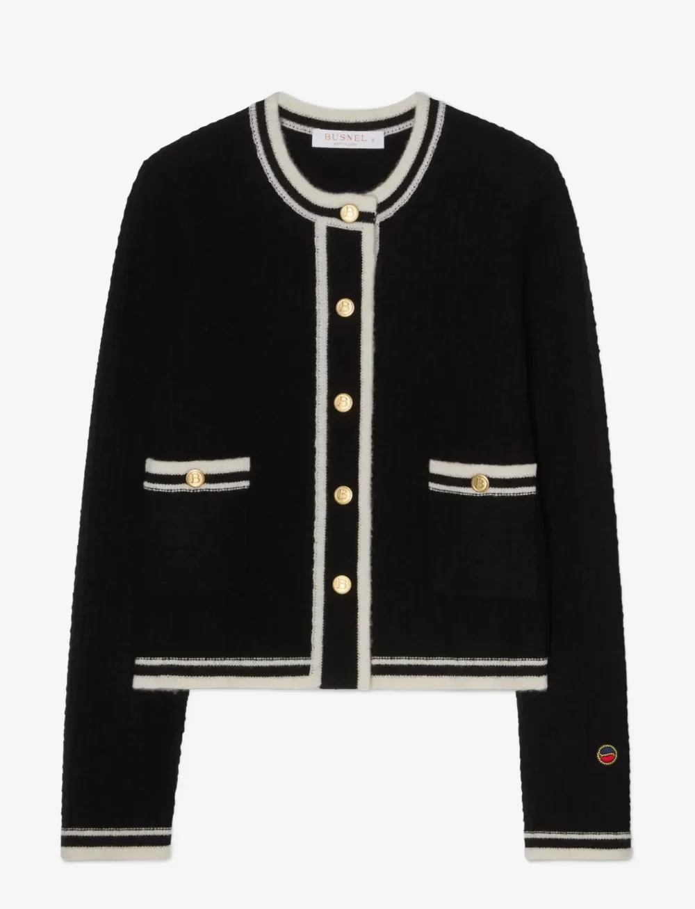 BUSNEL - GWENETH jacket CONTRAST - cardigans - black/ecru - 1