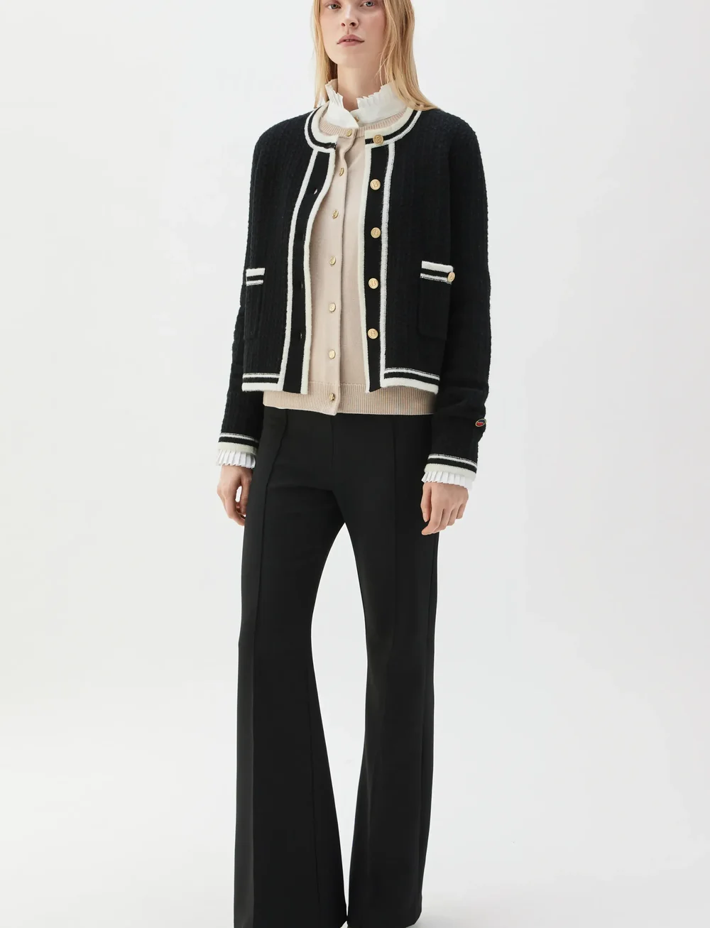 BUSNEL - GWENETH jacket CONTRAST - cardigans - black/ecru - 0