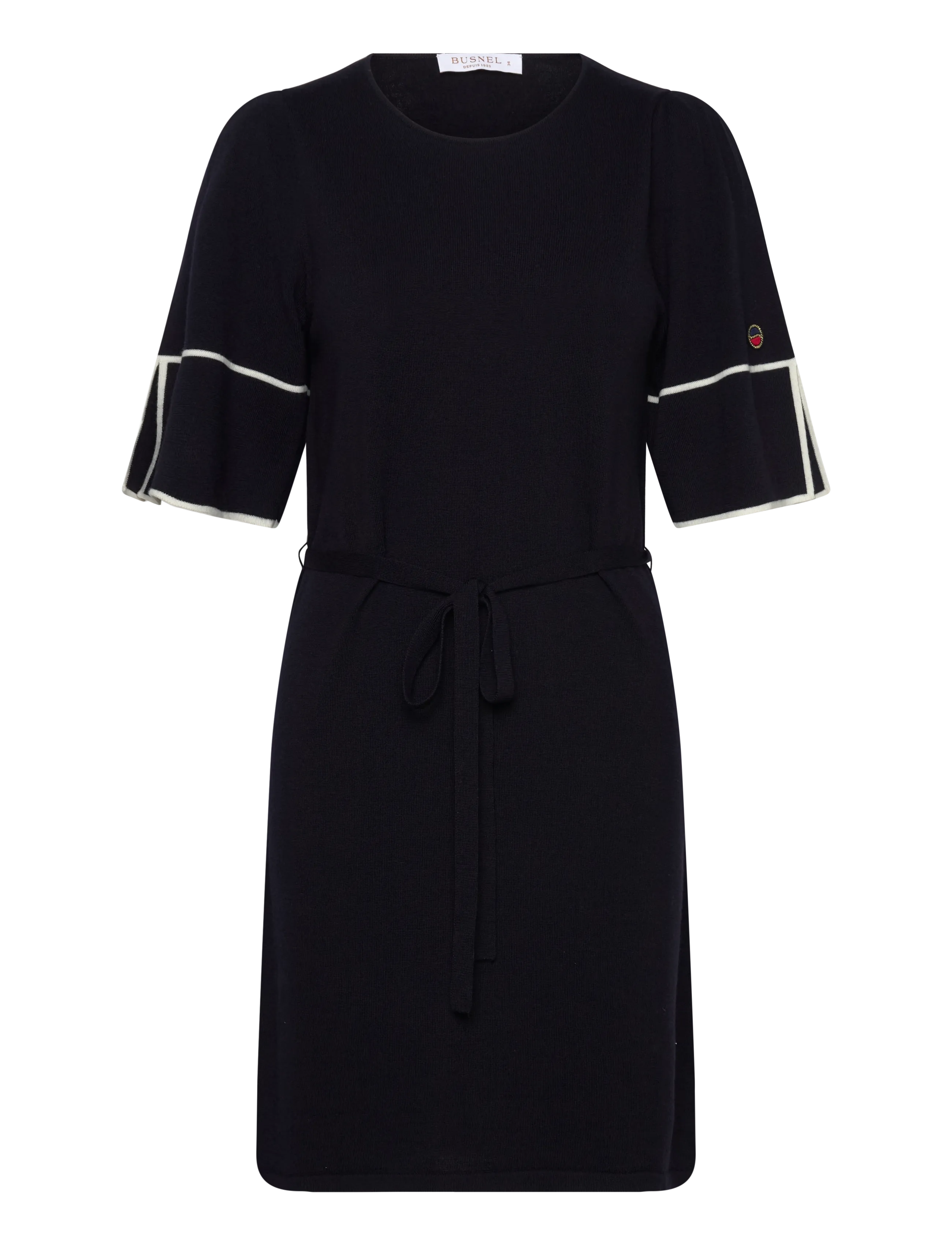 BUSNEL MATHEA dress - Stickade klänningar - MARINE / ECRU / navy