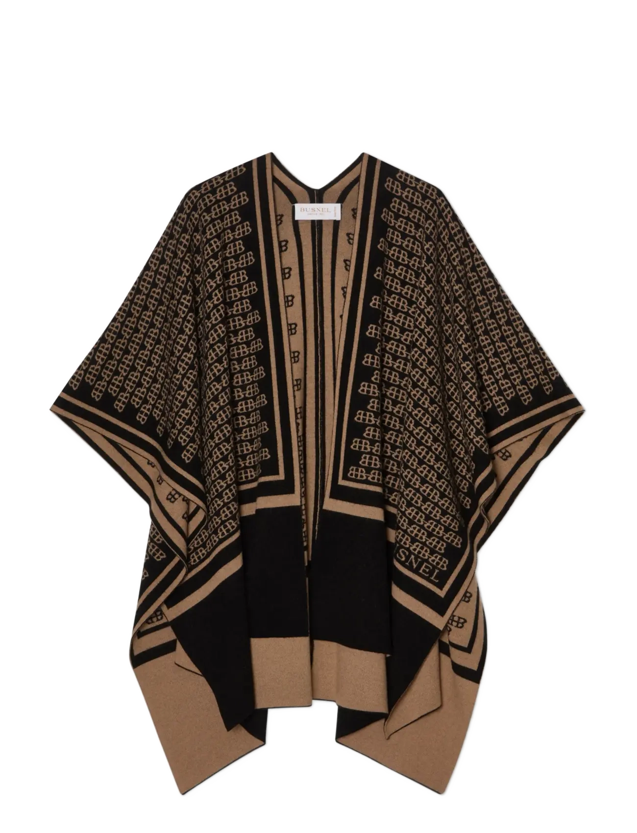 GARNETTE poncho BB JAQUAR - BLACK/ SALTY CARAMEL
