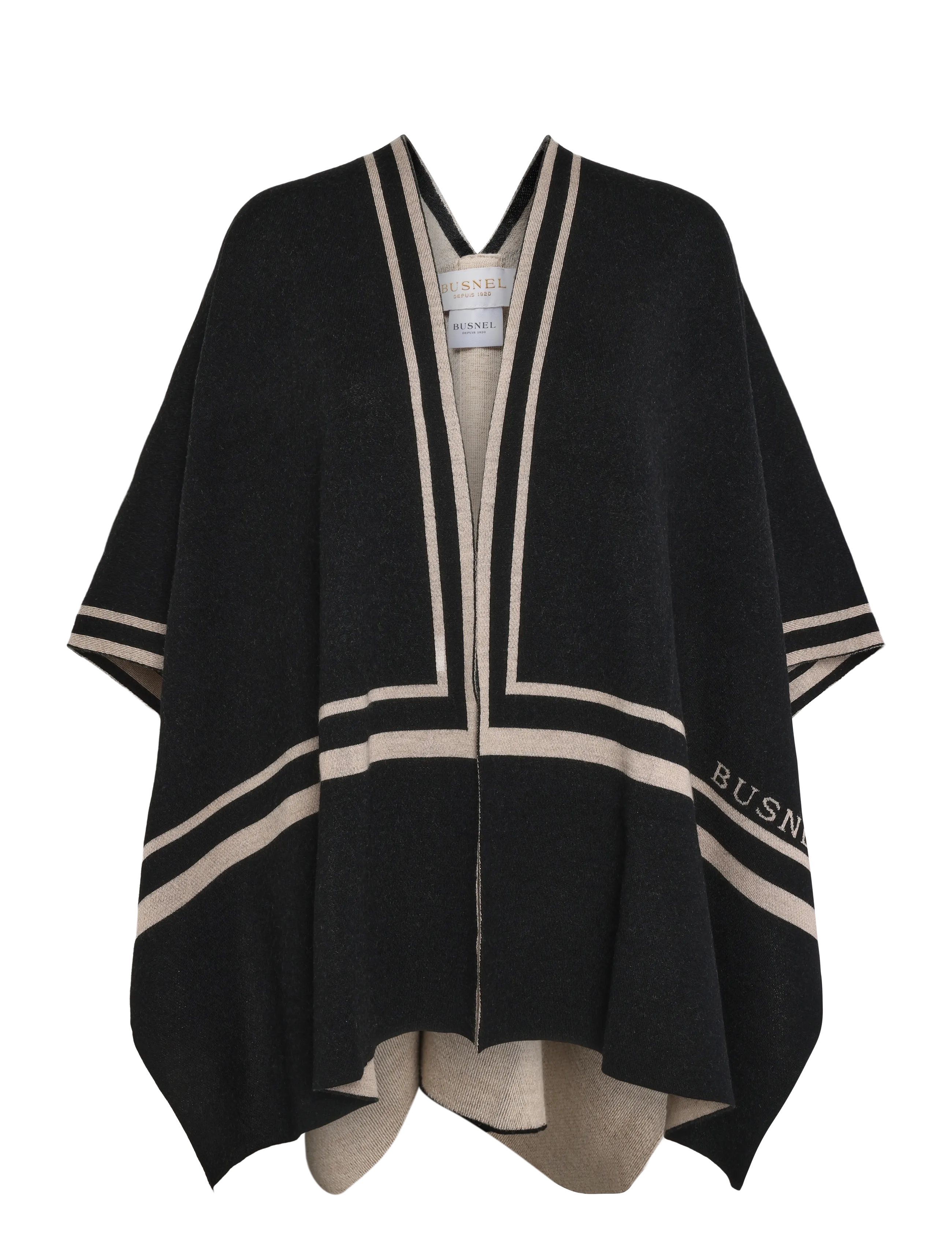 BUSNEL GARBO poncho - Ponchos & capes - BLACK/OAT / black