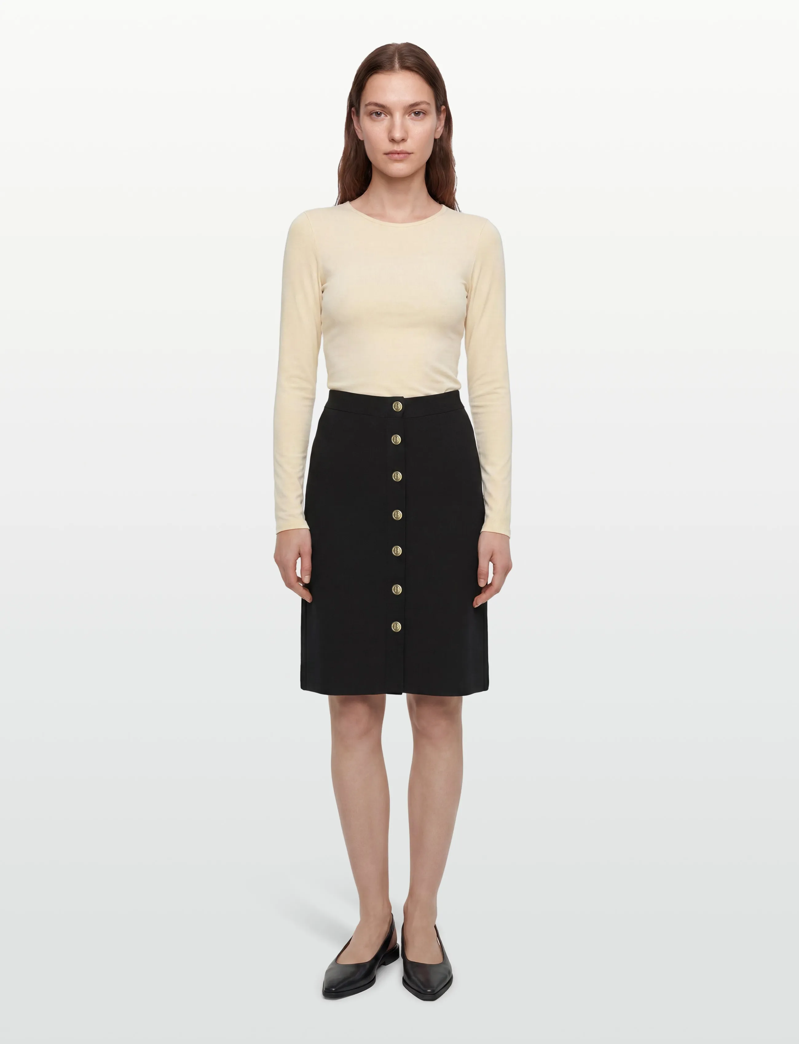 BUSNEL Claire Skirt, Kvinder, Nederdel Med Knapper, Sort, Str: 38