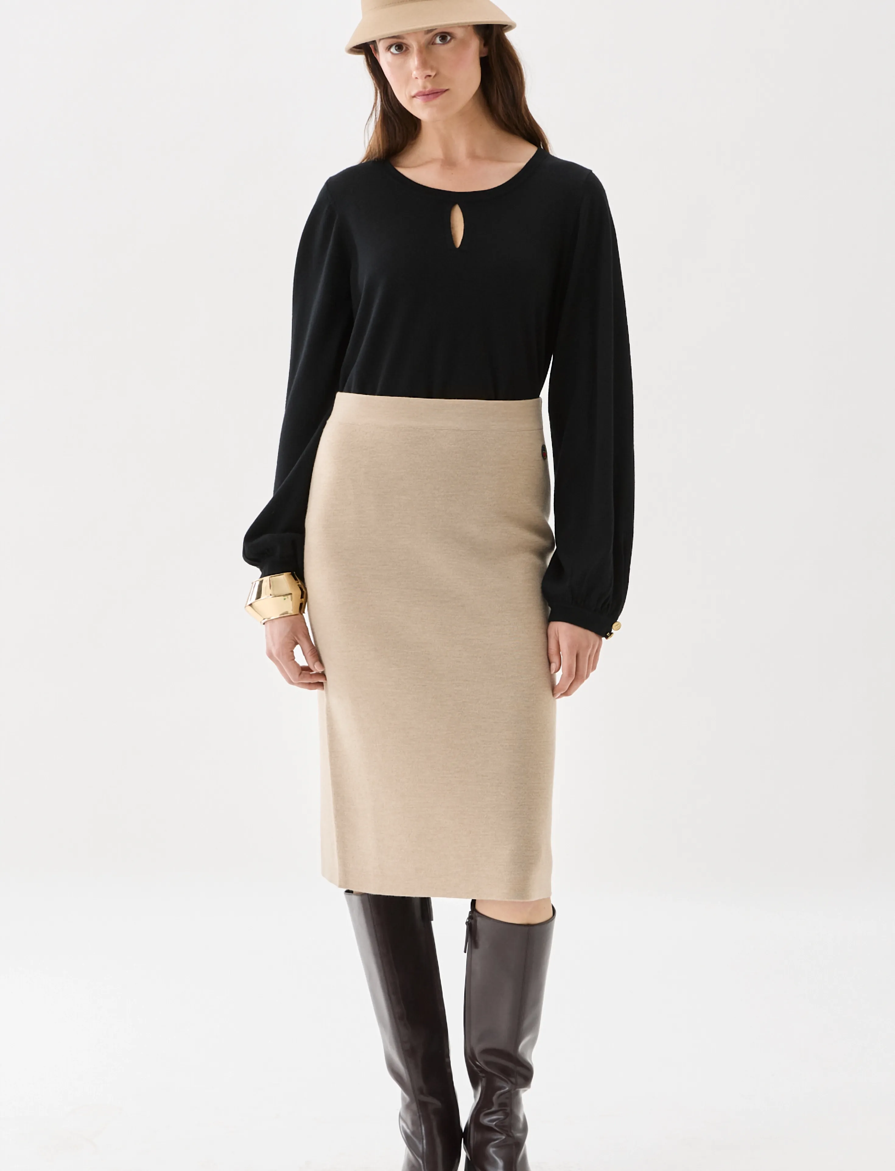 BUSNEL MAJKEN skirt - Midi kjolar - OAT / beige
