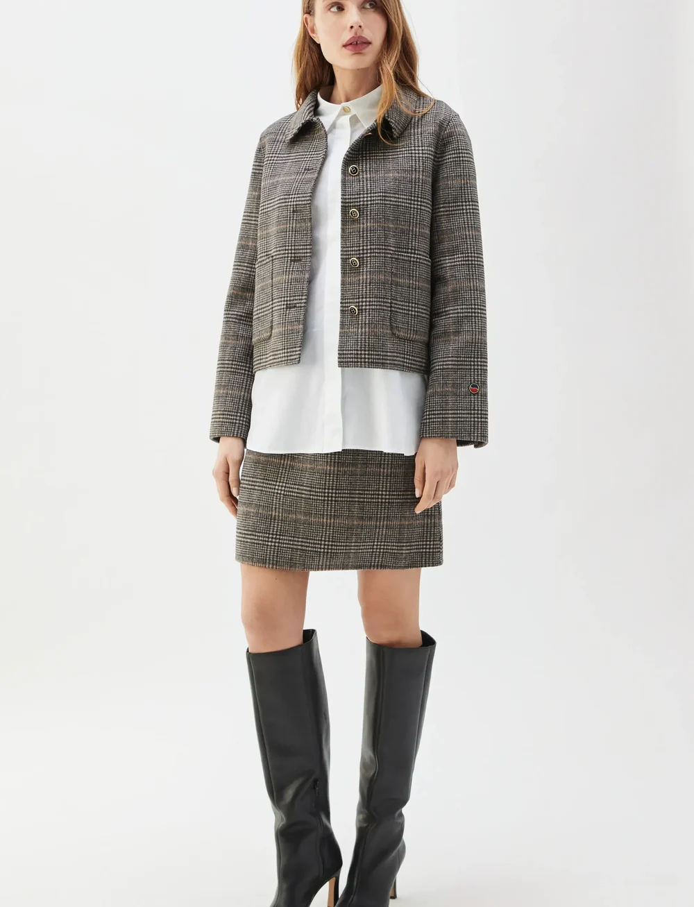 BUSNEL - MATHILDE checked jacket - wool jackets - antracite check - 0