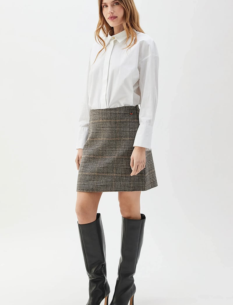 BUSNEL - MARIT checked skirt - stickade kjolar - antracite check - 0