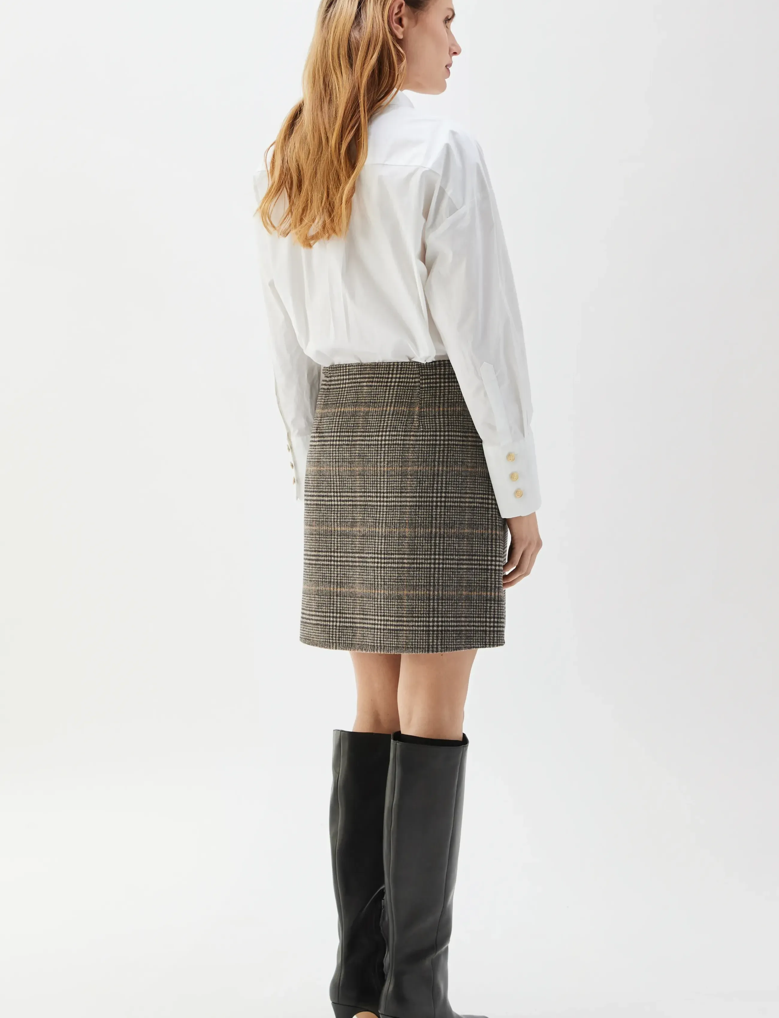BUSNEL - MARIT checked skirt - gebreide rokken - antracite check - 3