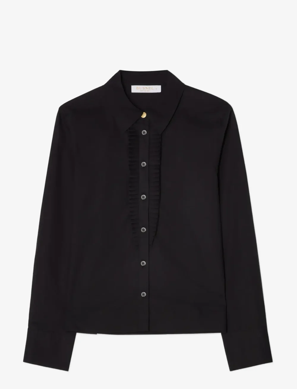 BUSNEL - NICOLINE plissé blouse - långärmade blusar - black - 1