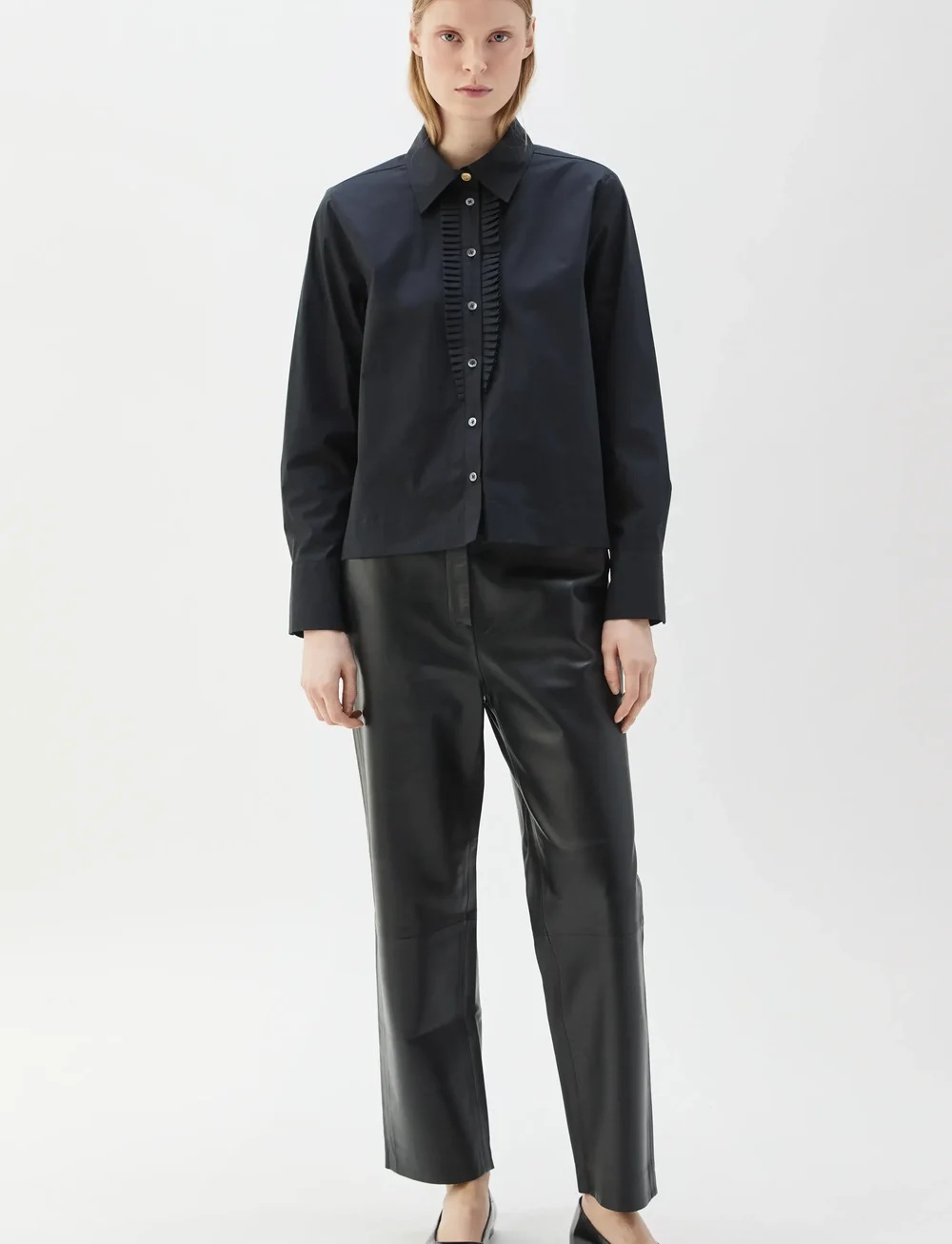 BUSNEL - NICOLINE plissé blouse - långärmade blusar - black - 0