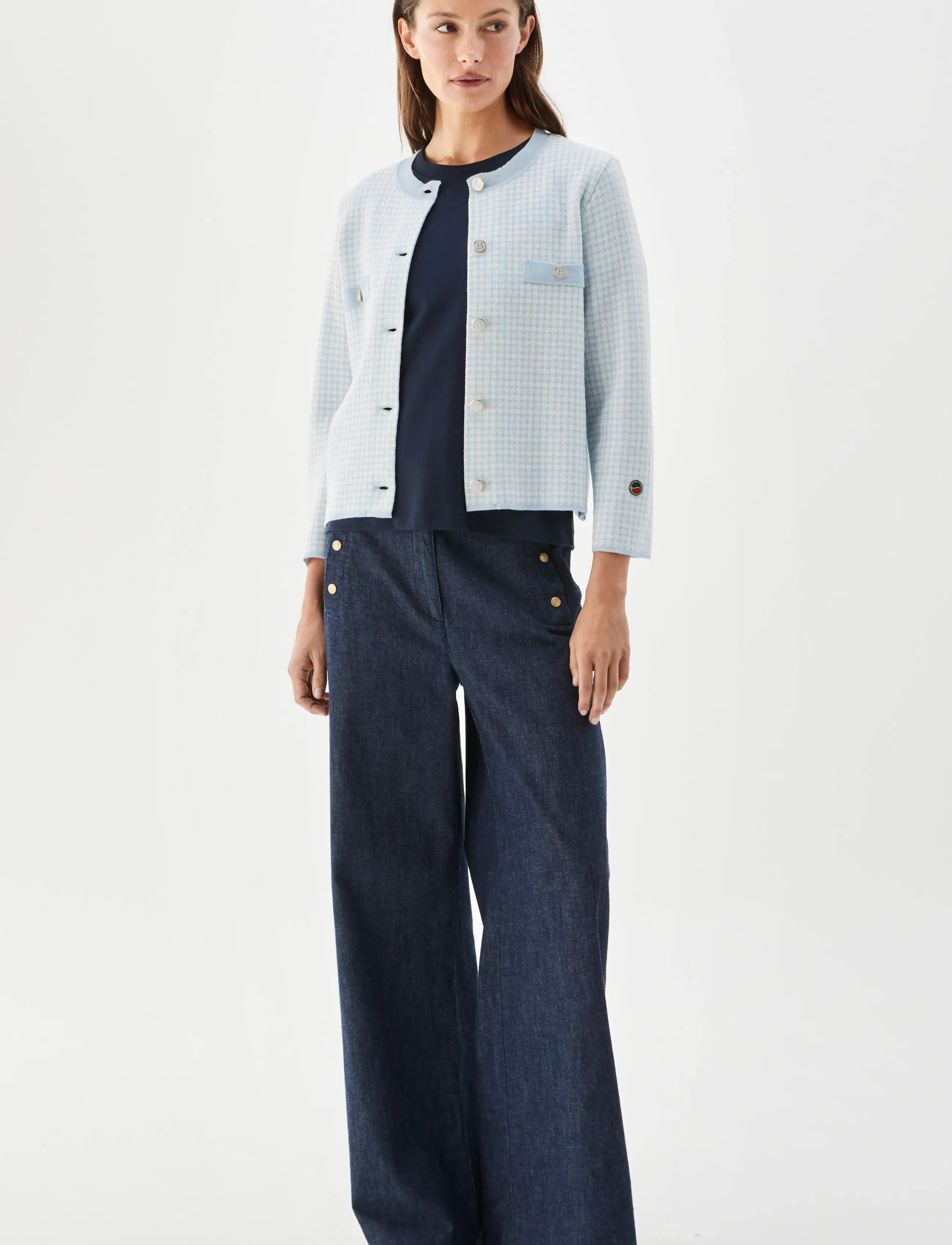 BUSNEL Elle Jacket Pepita, 42, Jackets, Blau - Light-summer Jacket, Frauen