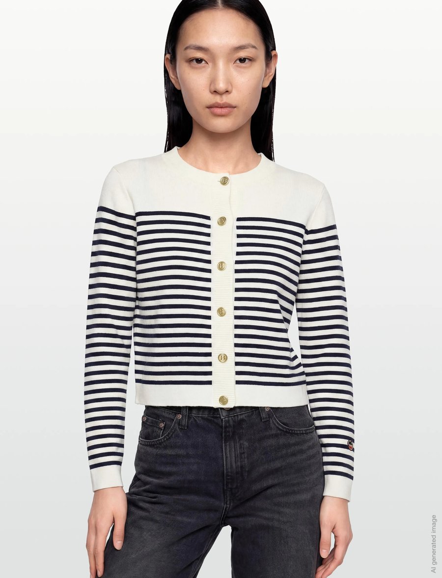 BUSNEL - LIZZIE cardigan - cardigans - ecru/marine - 3