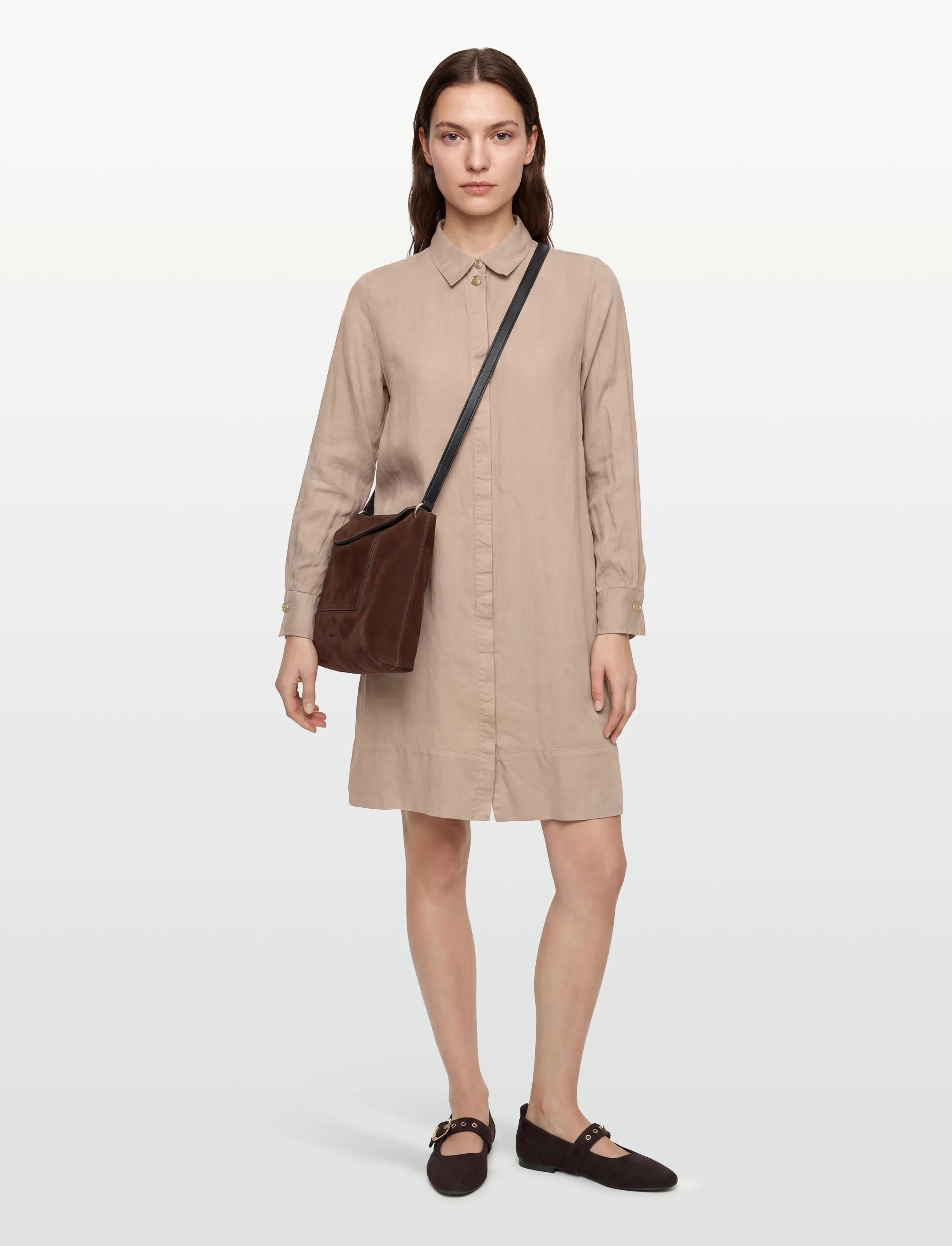 BUSNEL Raven Dress, Kvinder, Skjortekjole, Beige, Str: 42