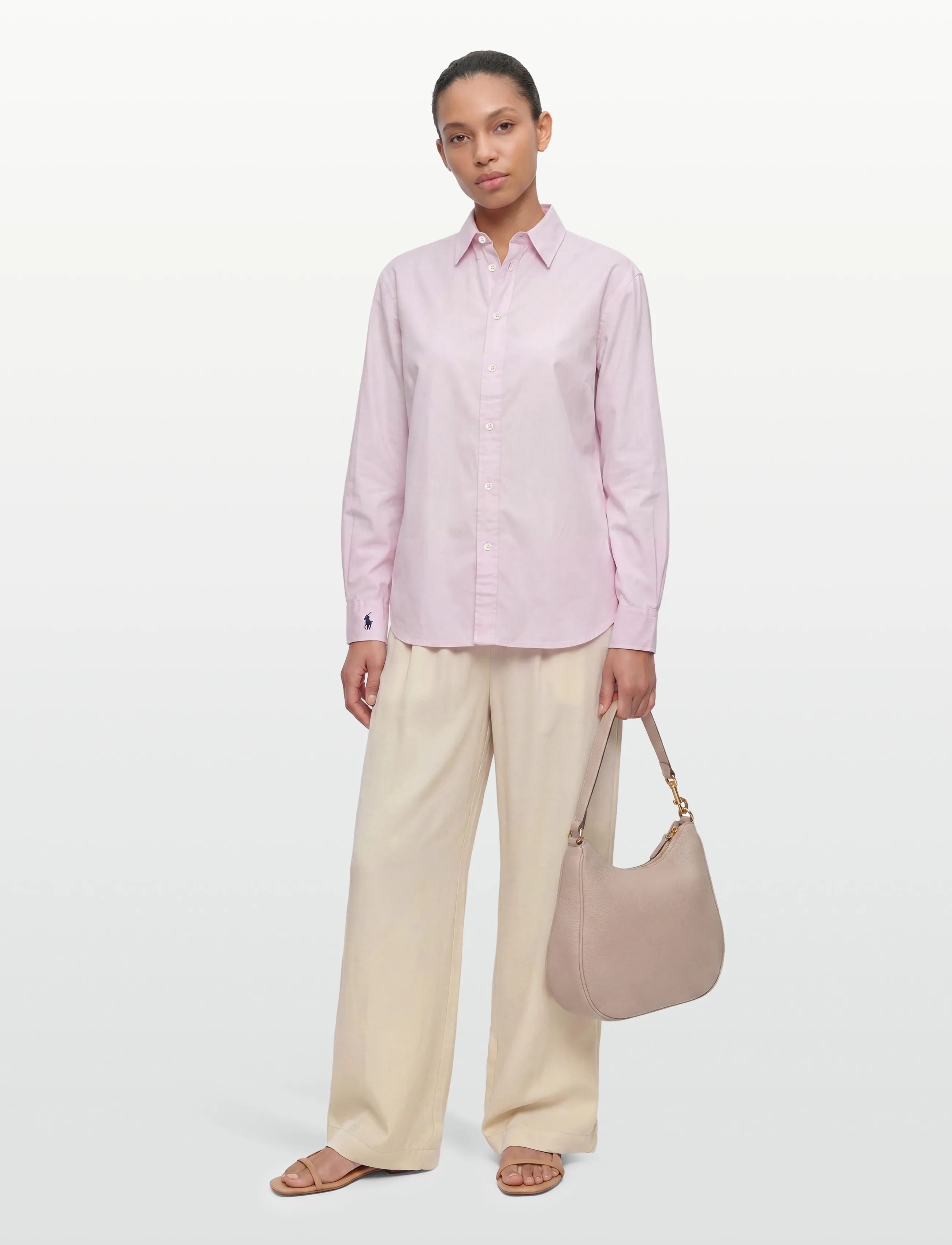 BUSNEL ISABELLA silk trouser - Broeken - SILVER BIRCH / cream