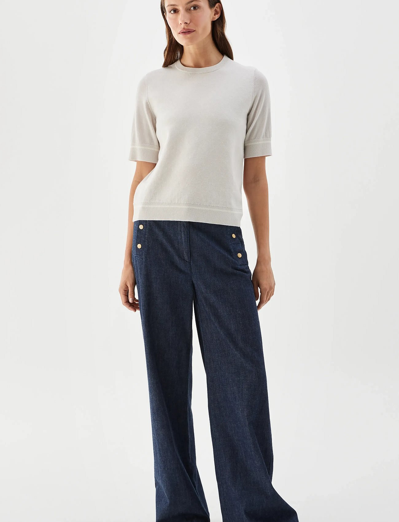 PAULINA top - SILVER BIRCH / ECRU