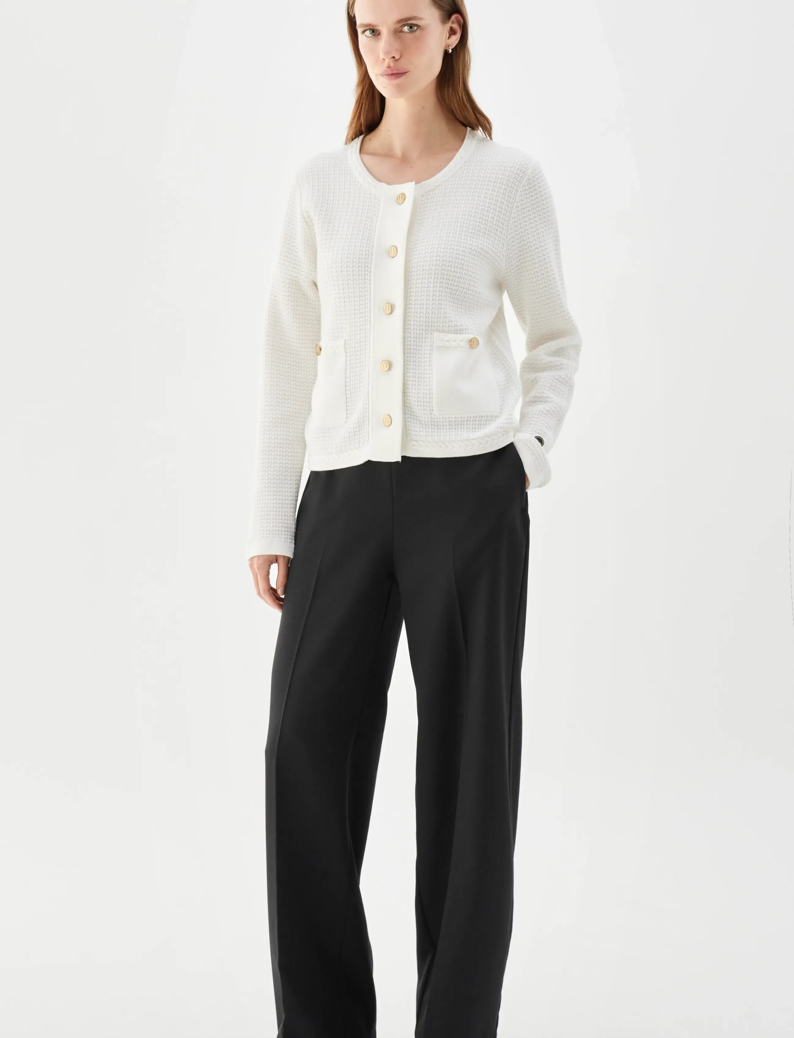 BUSNEL Estelle Cardigan, Kvinder, Strikket Cardigan, Hvid, Str: 40