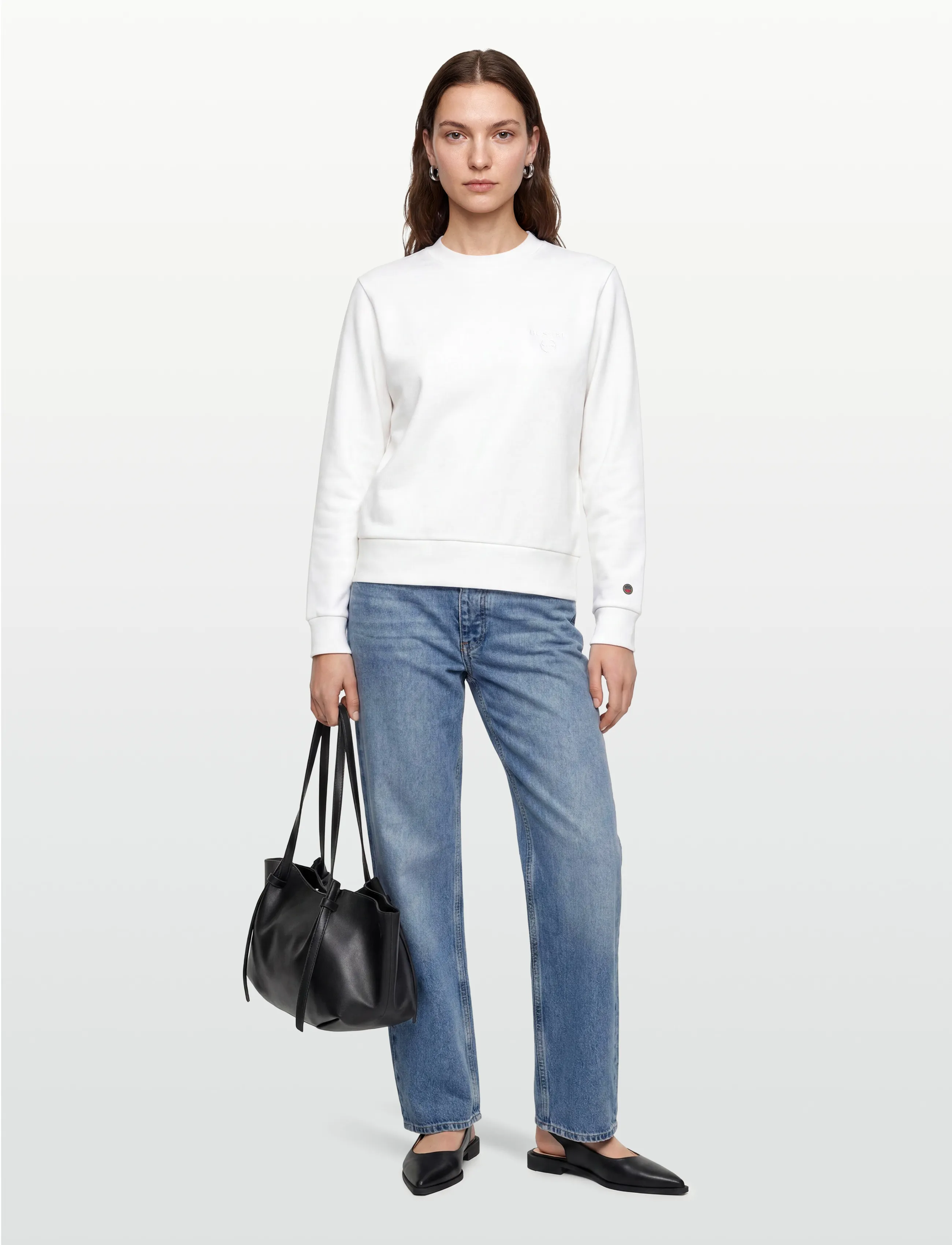BUSNEL Samantha Sweatshirt Minimal, Kvinder, Rundhalset Sweatshirt, Hvid, Str: 36