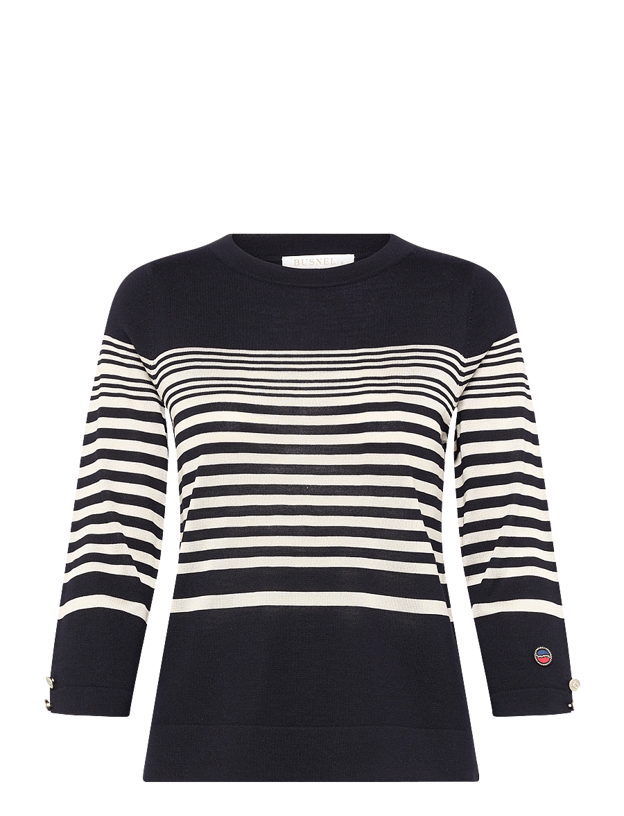 BUSNEL - HELIA top striped - tröjor - marine/silver birch stripe - 1