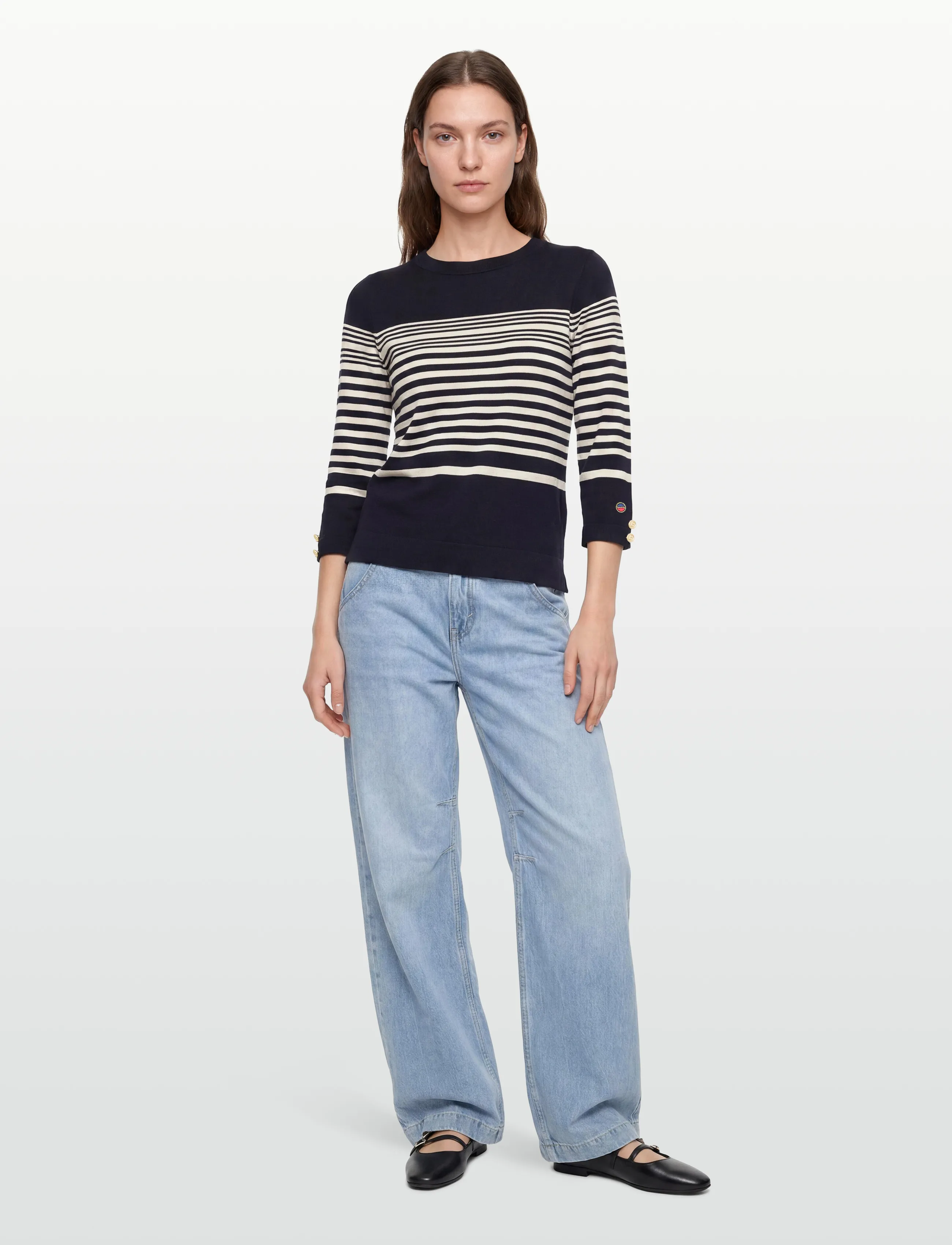 BUSNEL Helia Top Striped, 36, Knitwear, Marineblau - Jumpers, Frauen