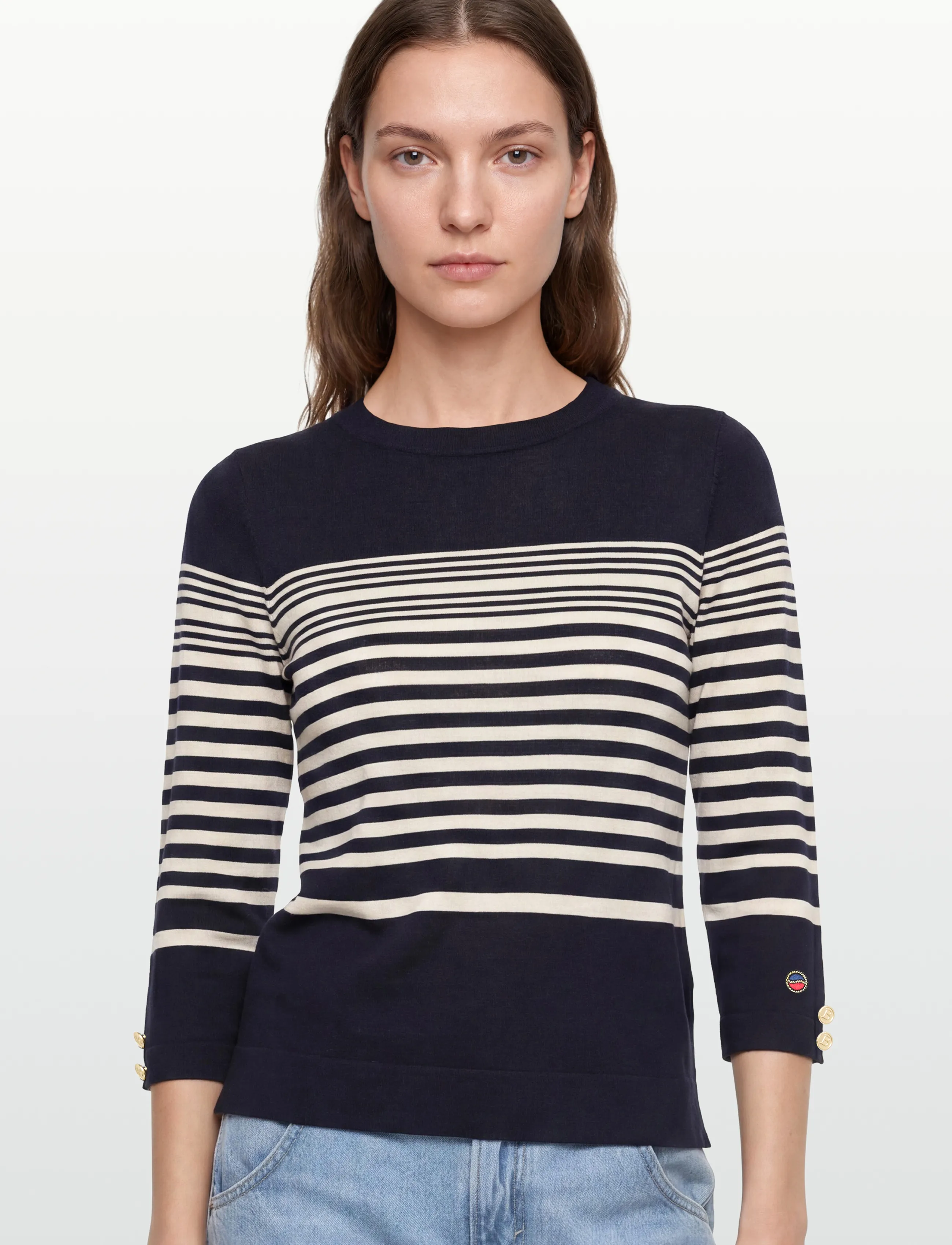 BUSNEL - HELIA top striped - tröjor - marine/silver birch stripe - 3