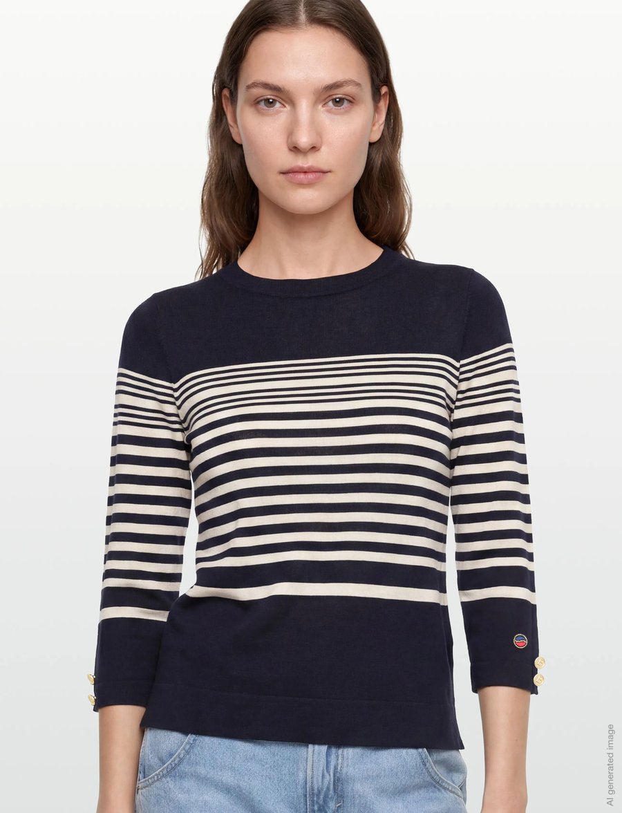 BUSNEL - HELIA top striped - tröjor - marine/silver birch stripe - 3