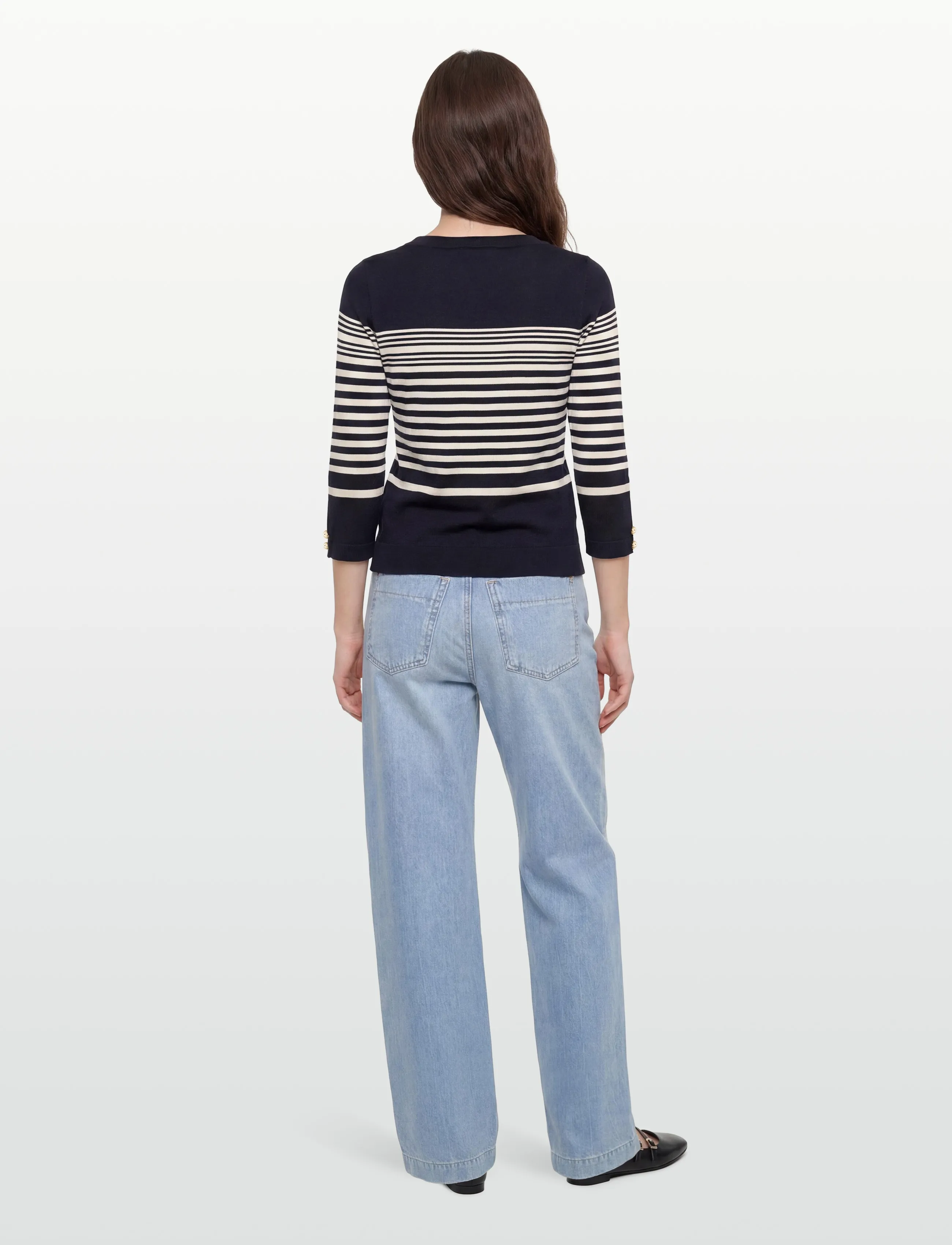 BUSNEL - HELIA top striped - tröjor - marine/silver birch stripe - 4