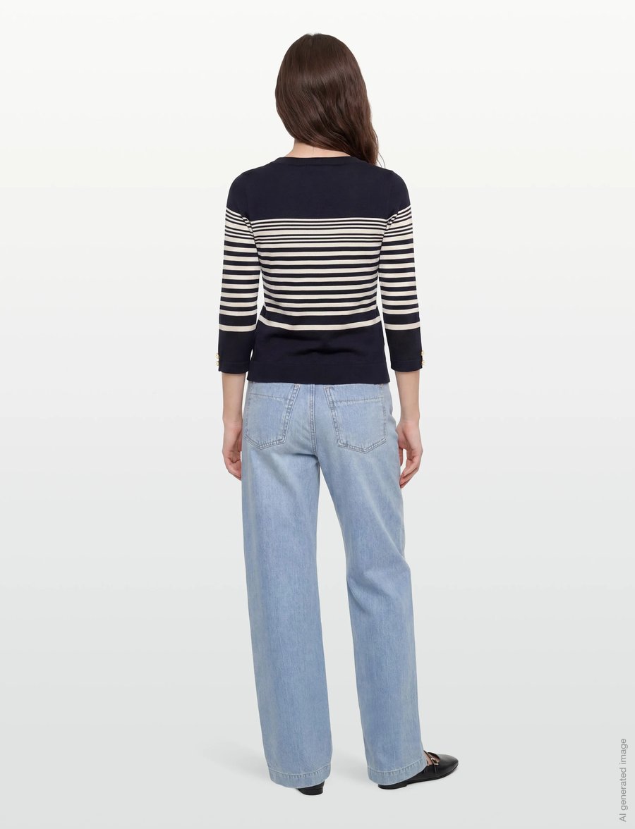 BUSNEL - HELIA top striped - tröjor - marine/silver birch stripe - 4
