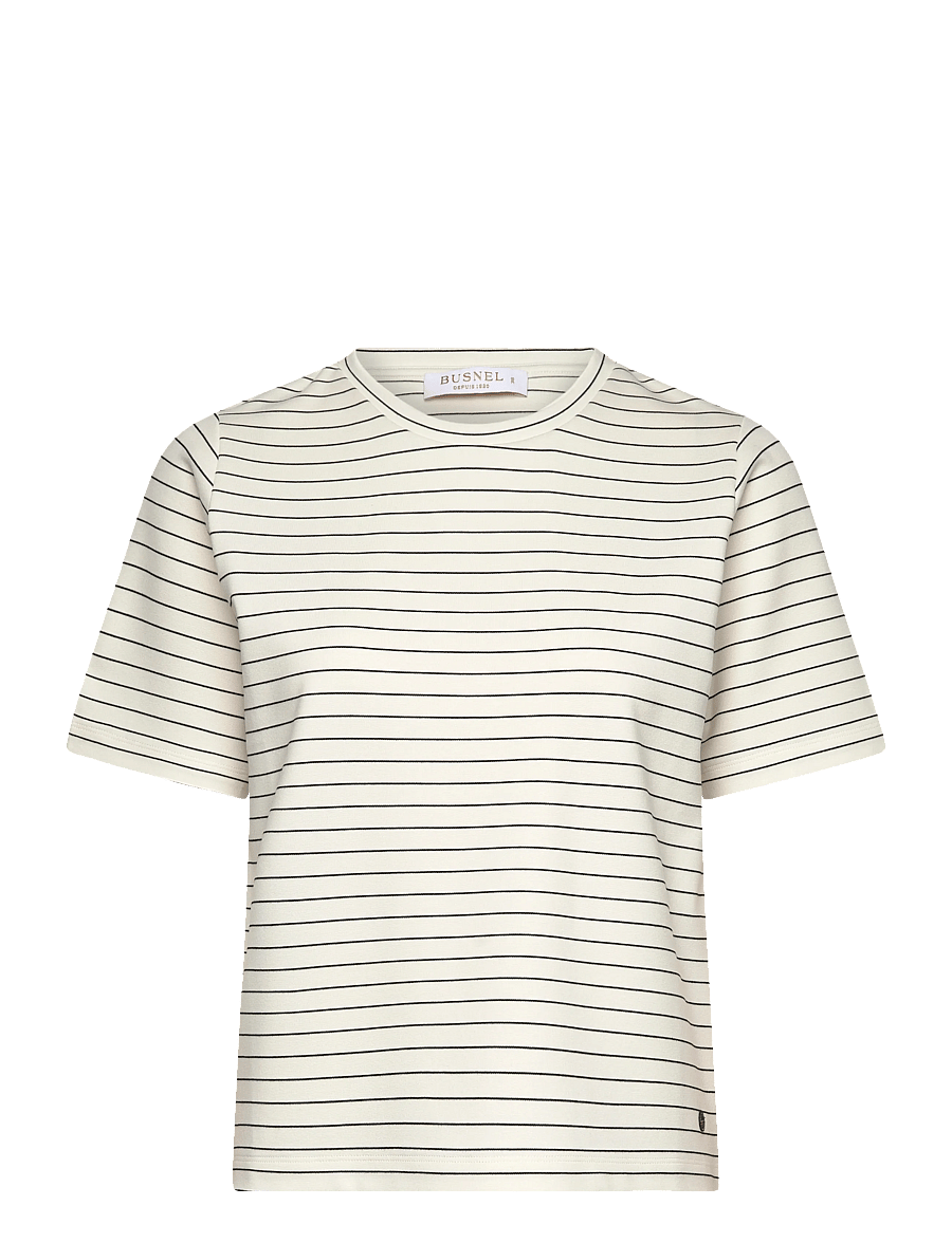 BUSNEL - TESSA Luxe T-shirt stripe - t-shirts & tops - ecru/black - 1