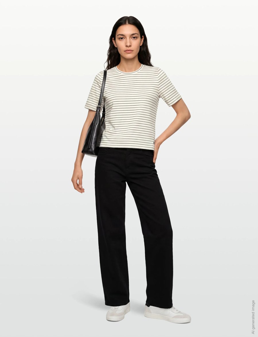 BUSNEL - TESSA Luxe T-shirt stripe - t-shirts & tops - ecru/black - 0