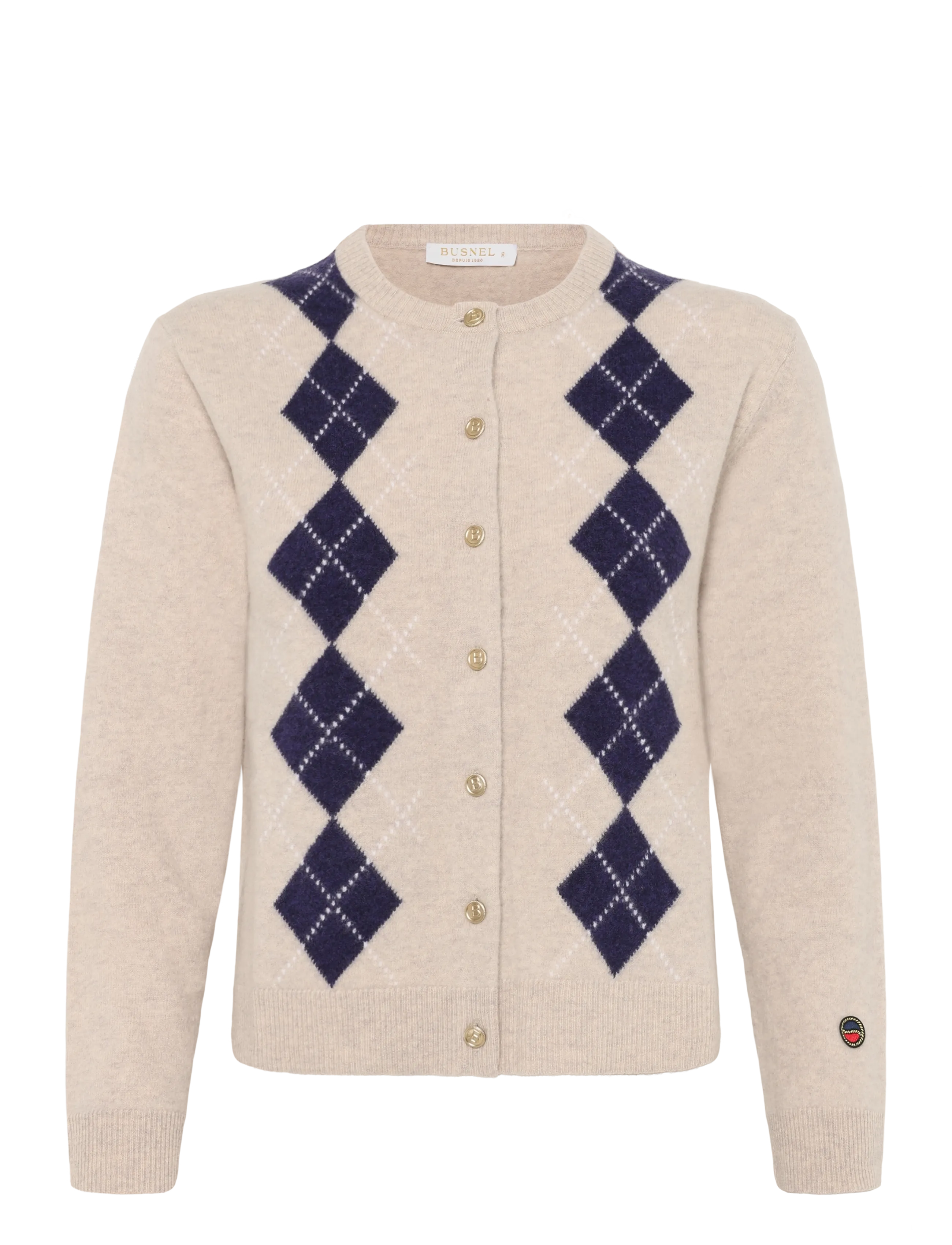 BUSNEL JULIA checked cardigan - Inspiration - OAT/PLUM / beige
