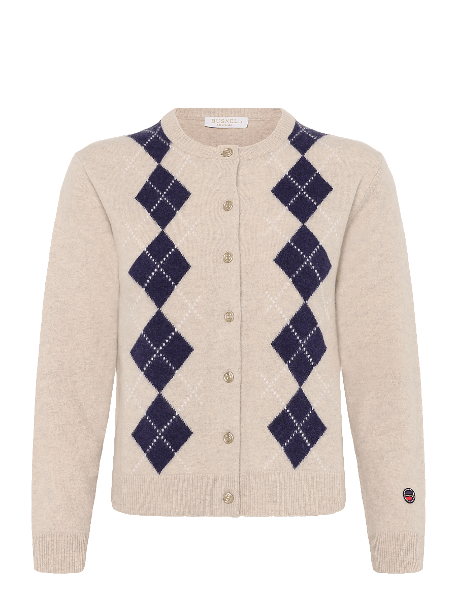 BUSNEL - JULIA checked cardigan - strickjacken - oat/plum - 0