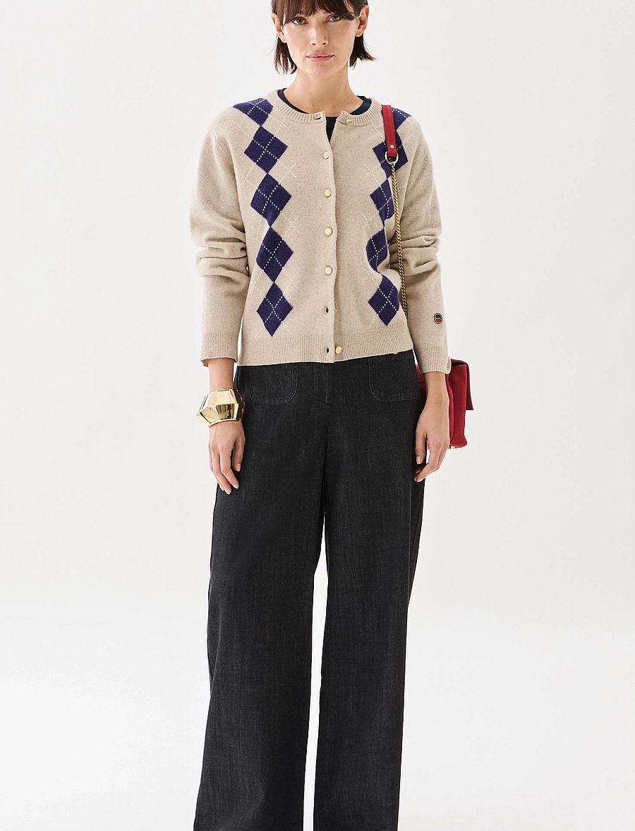 BUSNEL - JULIA checked cardigan - strickjacken - oat/plum - 0