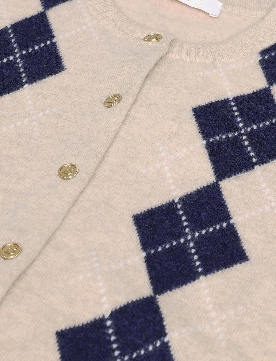 BUSNEL - JULIA checked cardigan - strickjacken - oat/plum - 2