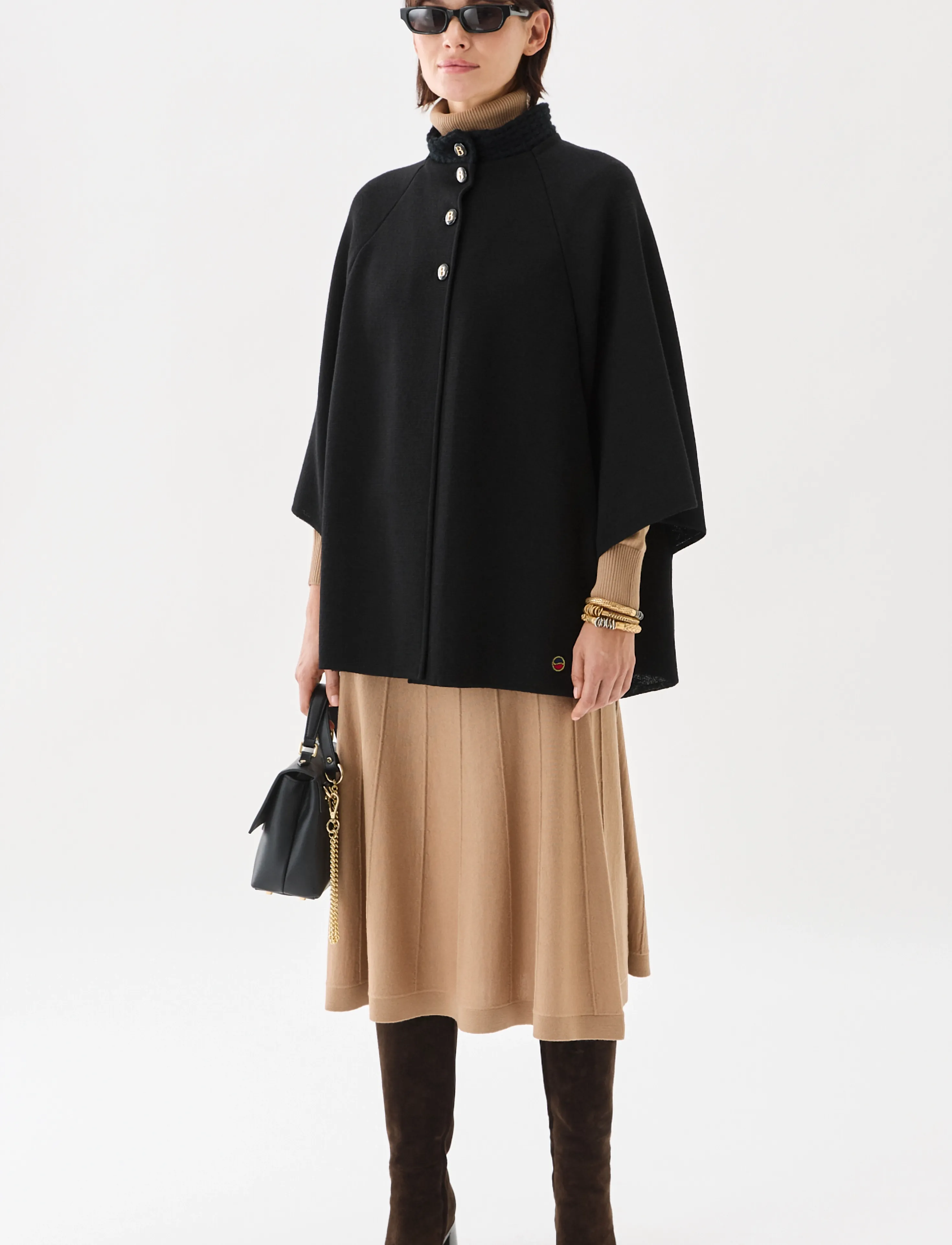 BUSNEL LUCINE cape - Jackets & Coats - BLACK / black